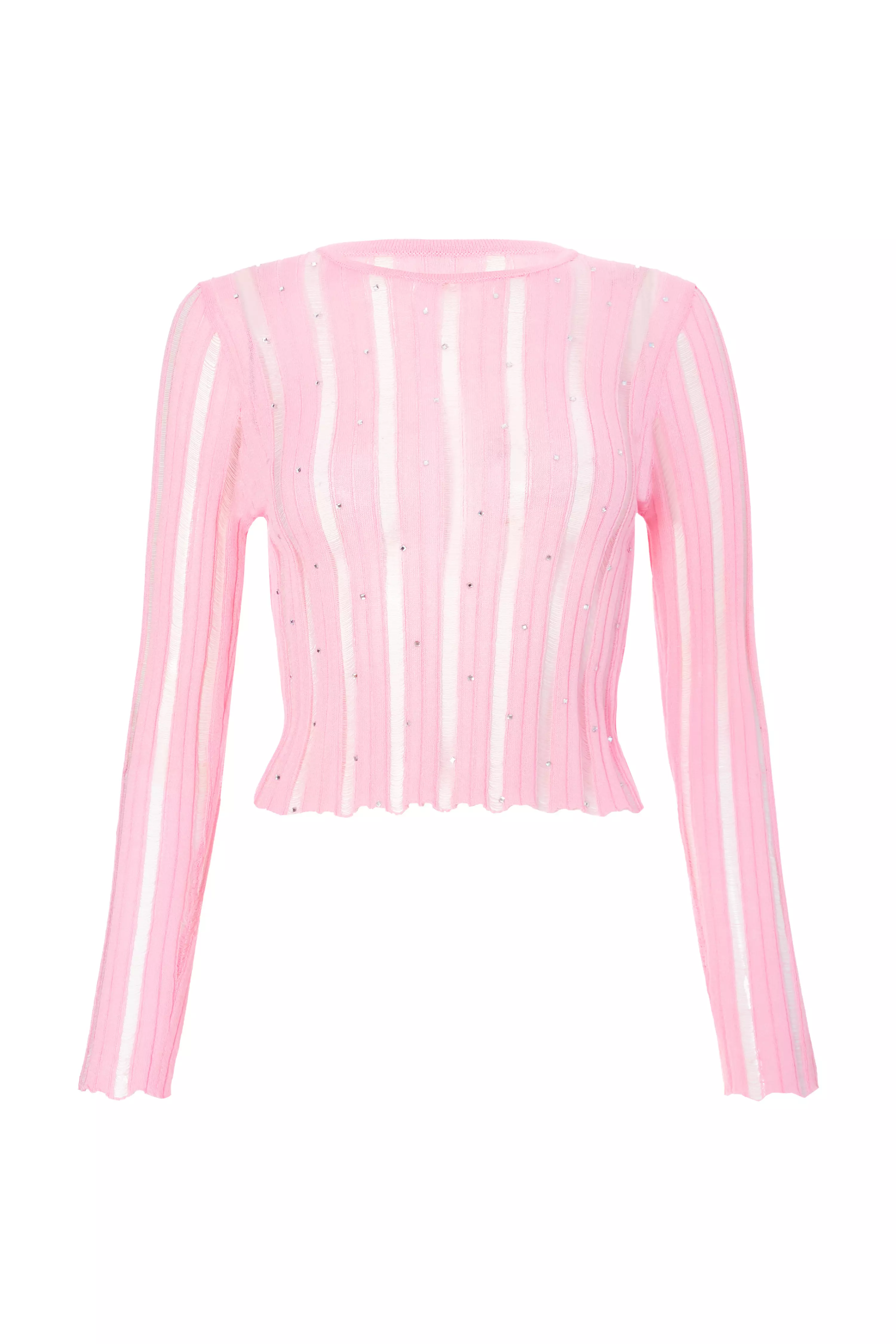 Pink Knitted Diamante Jumper