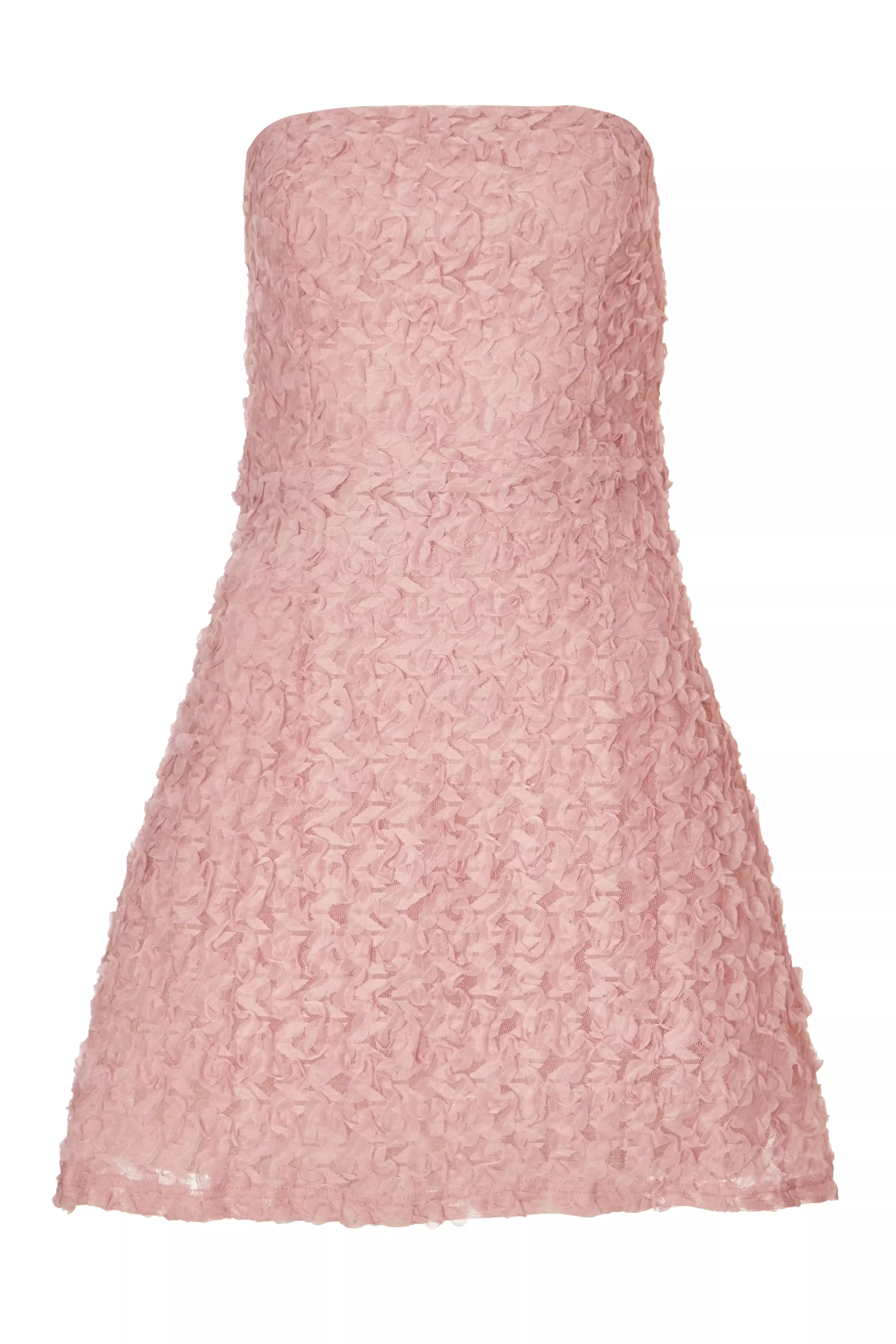 Pink Floral Bandeau Mini Dress