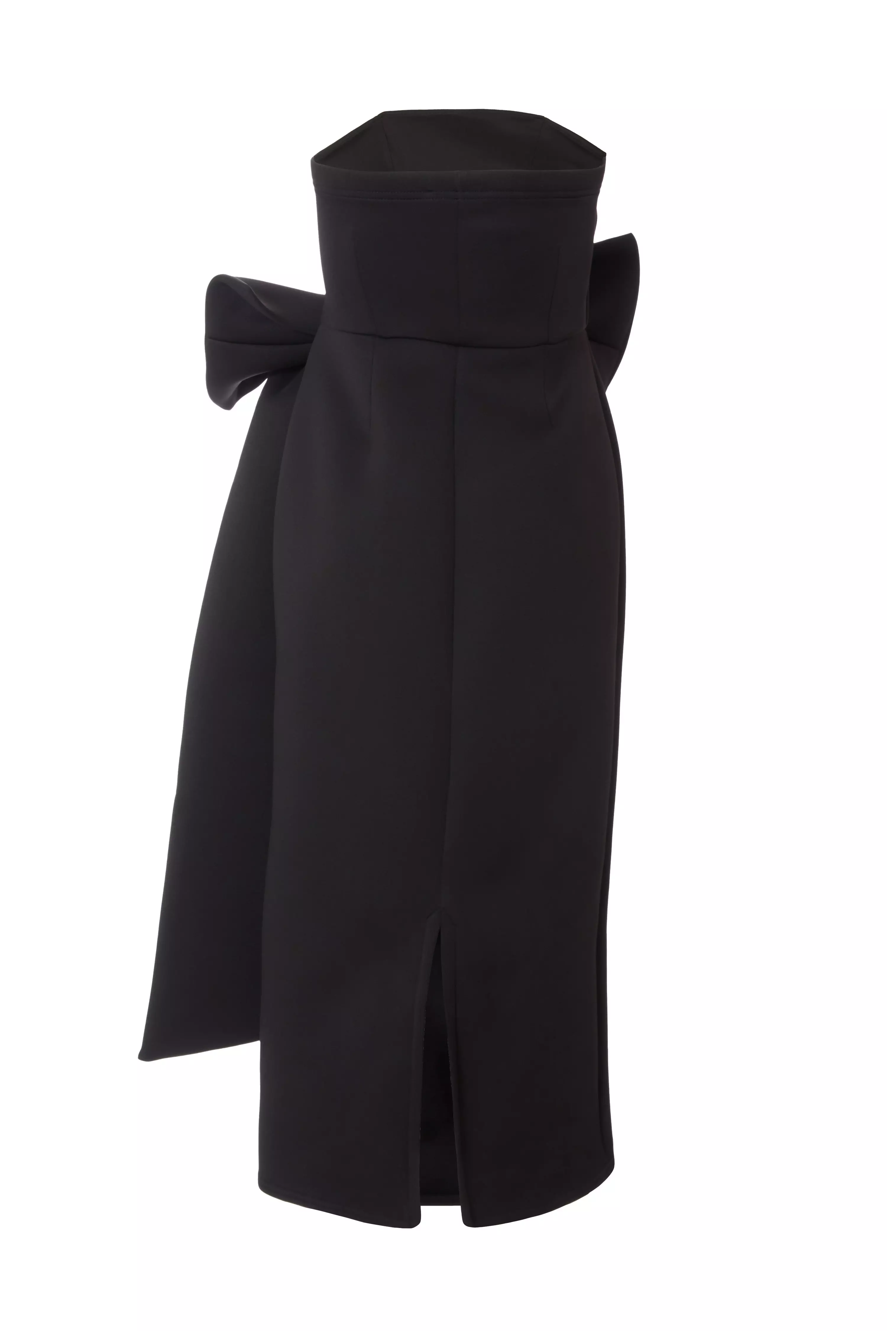 Black Strapless Bow Midaxi Dress