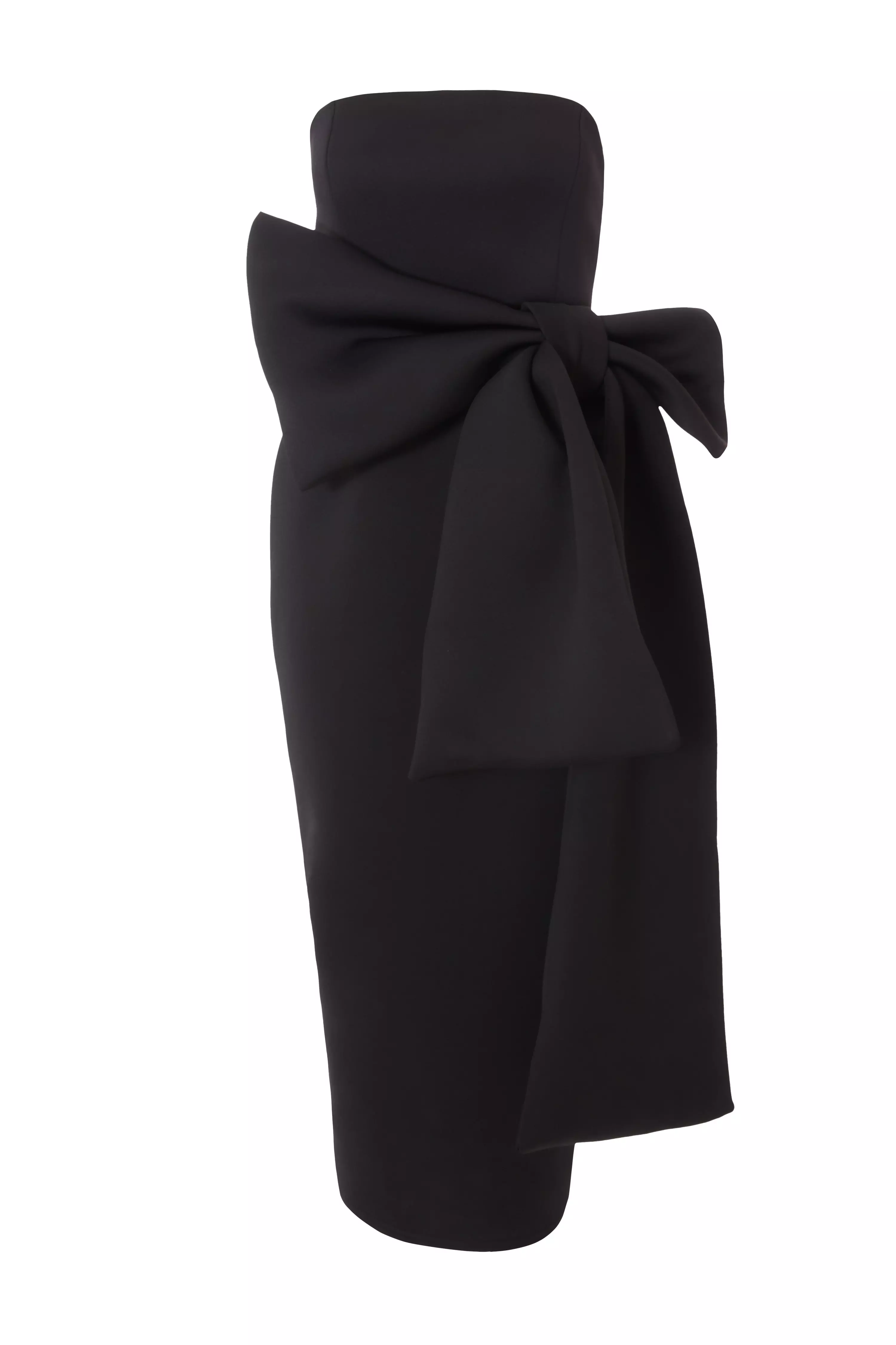 Black Strapless Bow Midaxi Dress