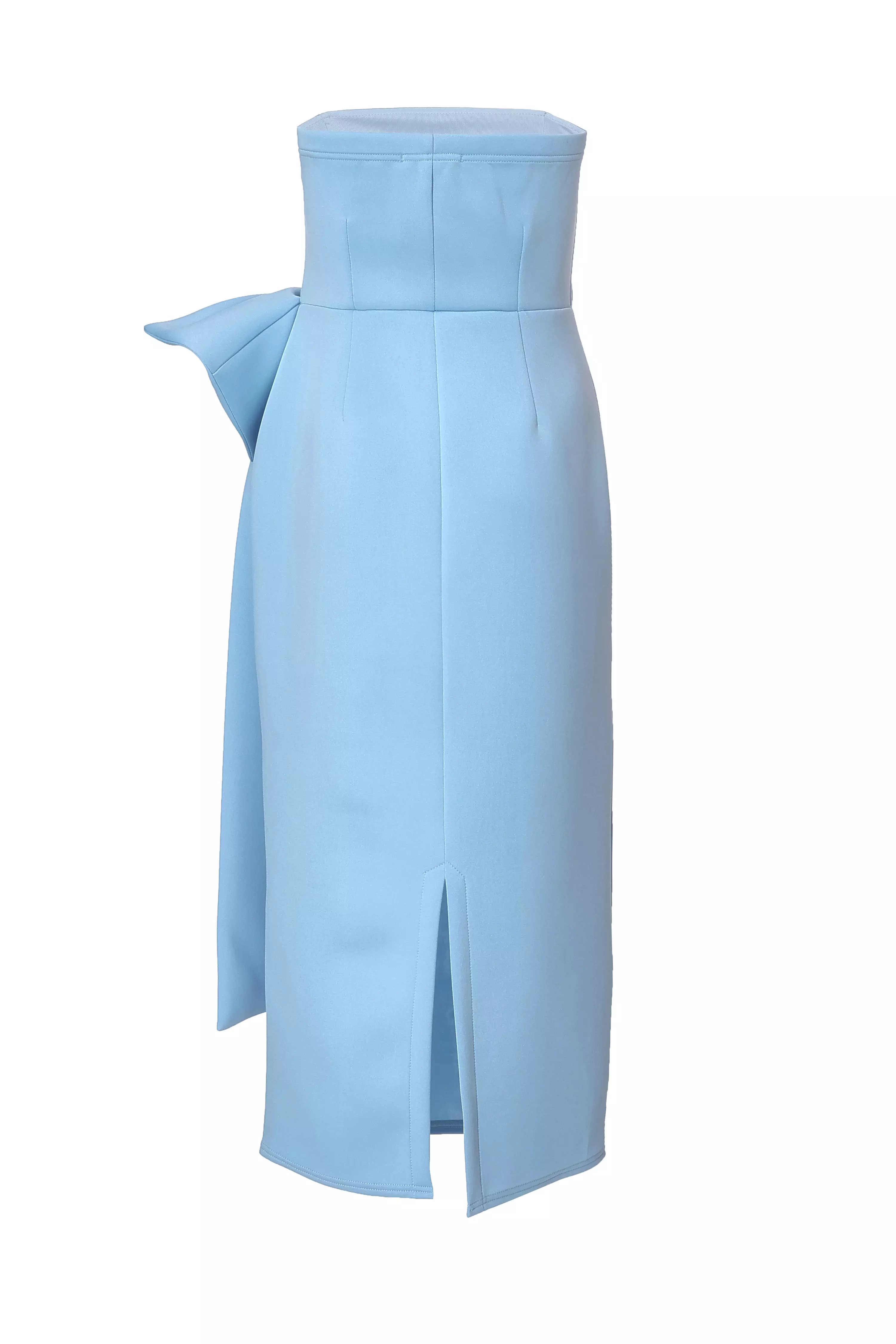 Pale Blue Strapless Bow Midi Dress