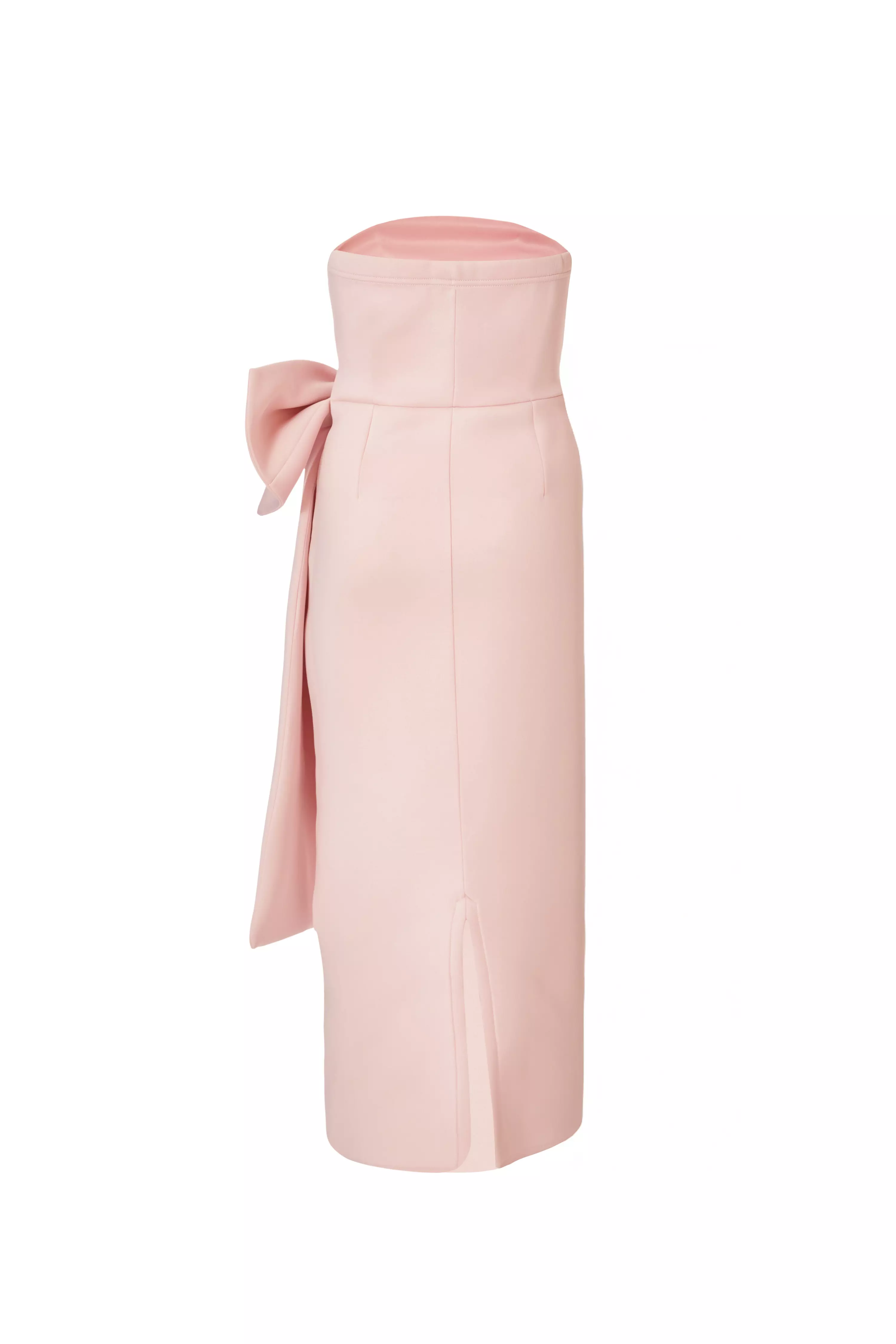 Pale Pink Strapless Bow Midaxi Dress