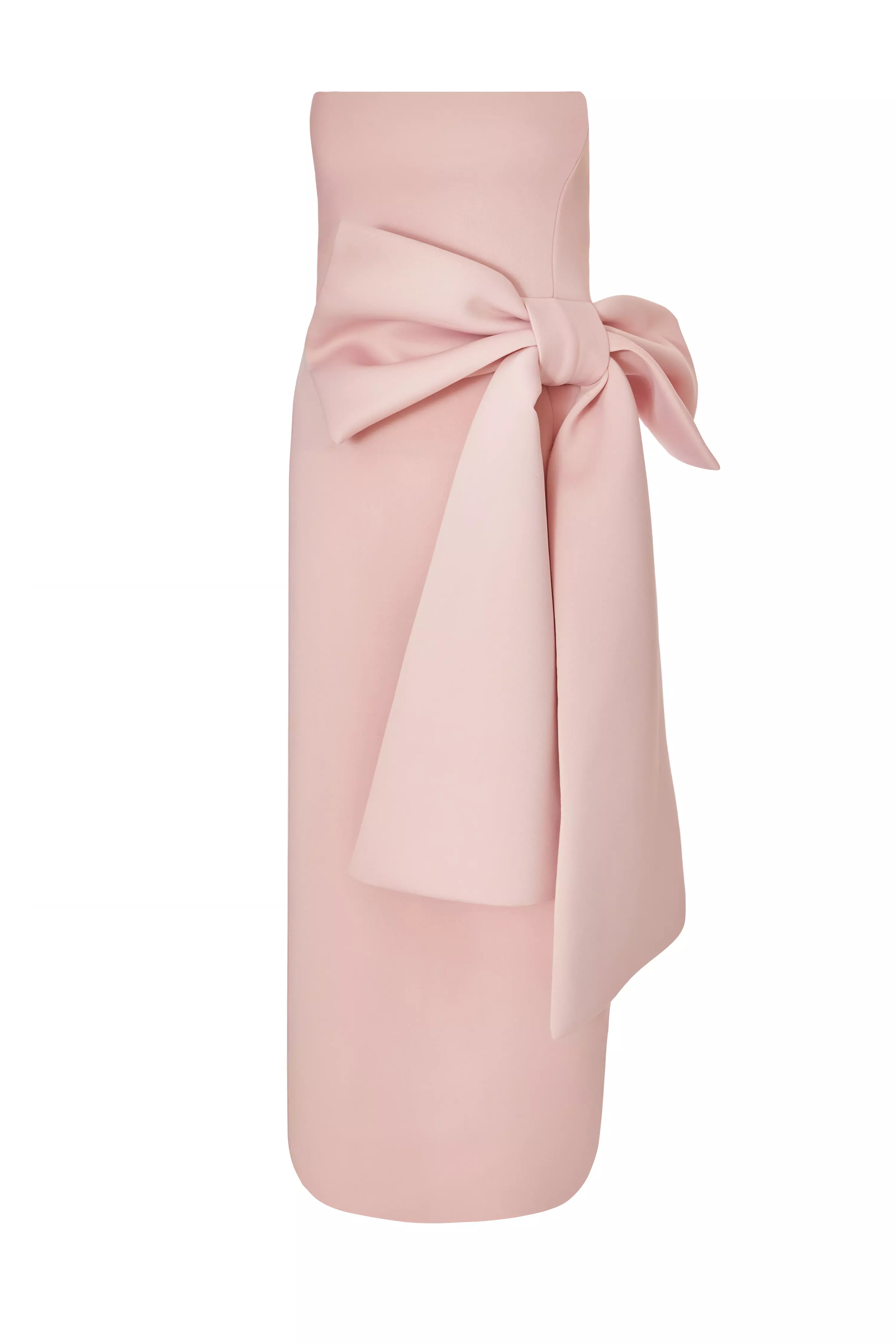 Pale Pink Strapless Bow Midaxi Dress