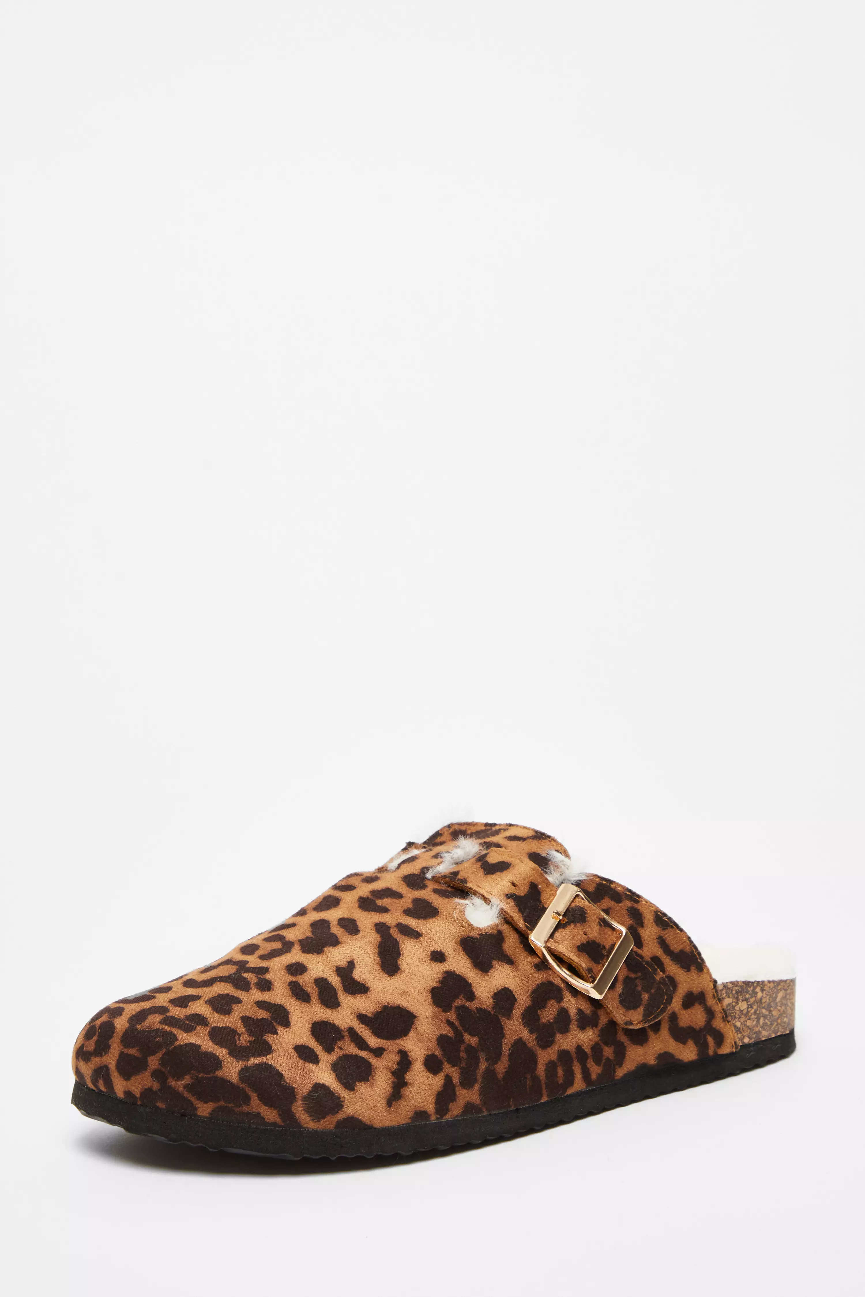 Leopard Print Faux Suede Mules
