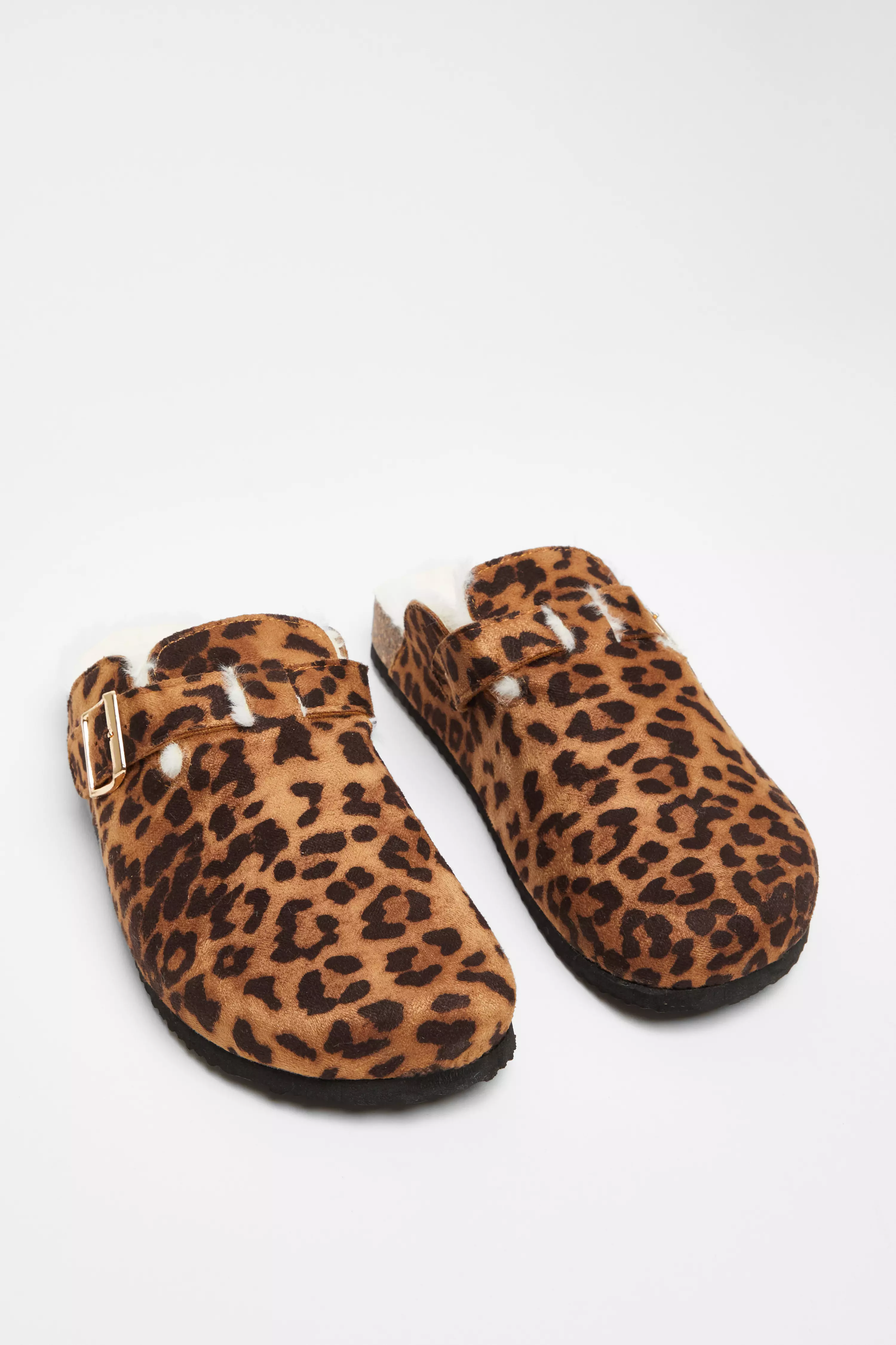 Leopard Print Faux Suede Mules