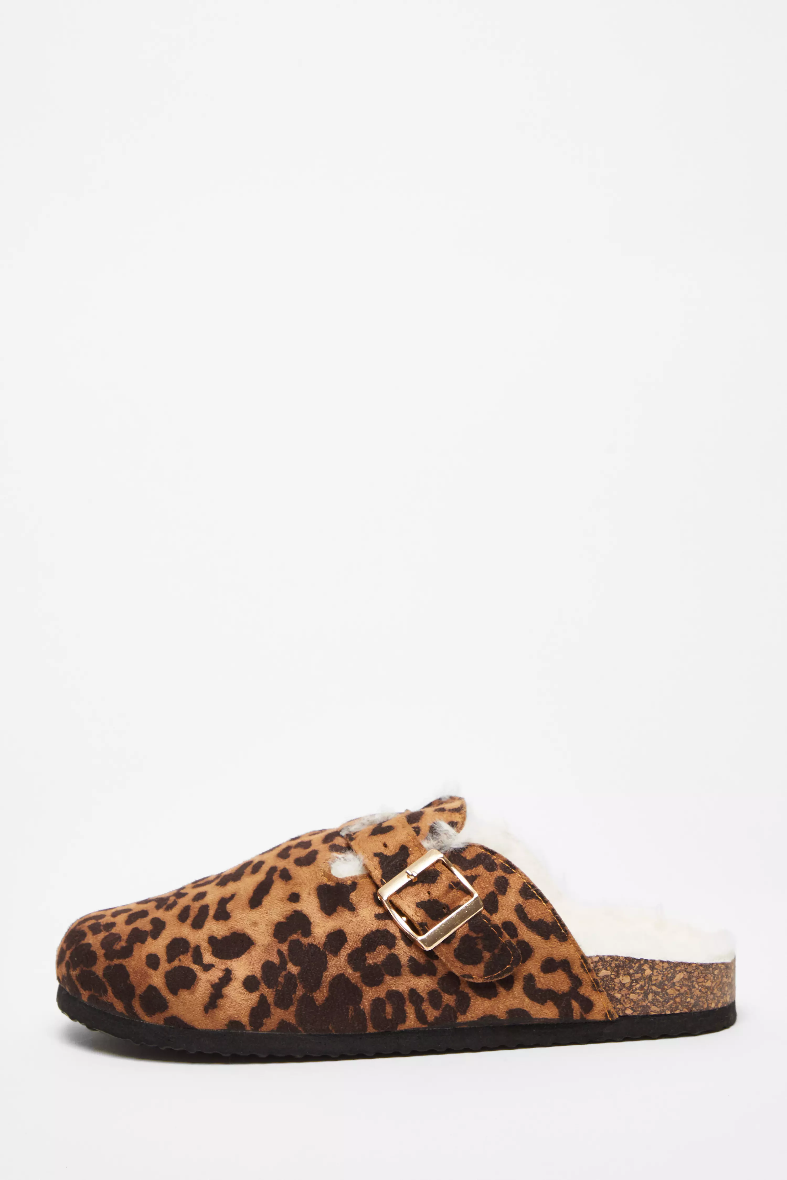 Leopard Print Faux Suede Mules