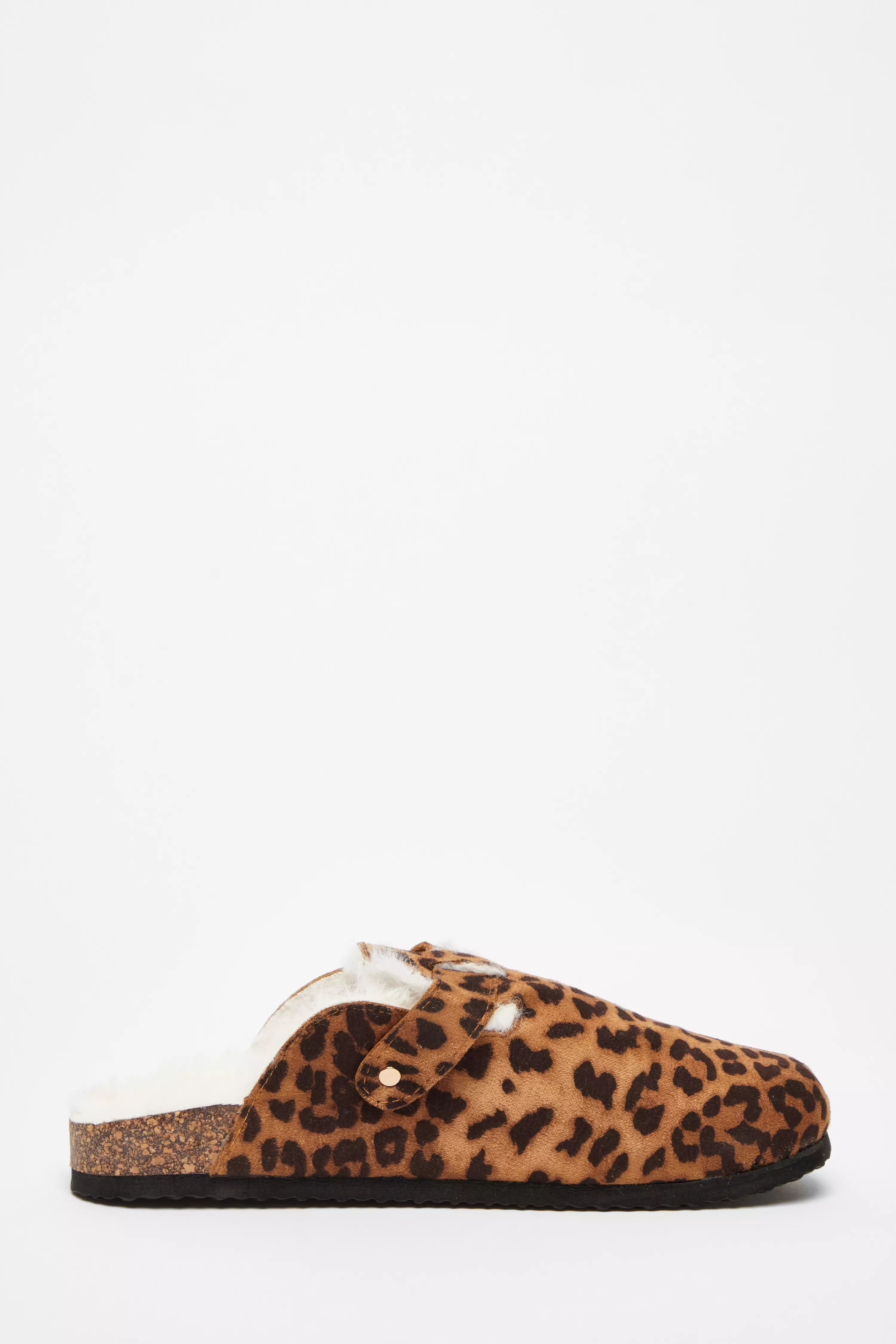 Leopard Print Faux Suede Mules
