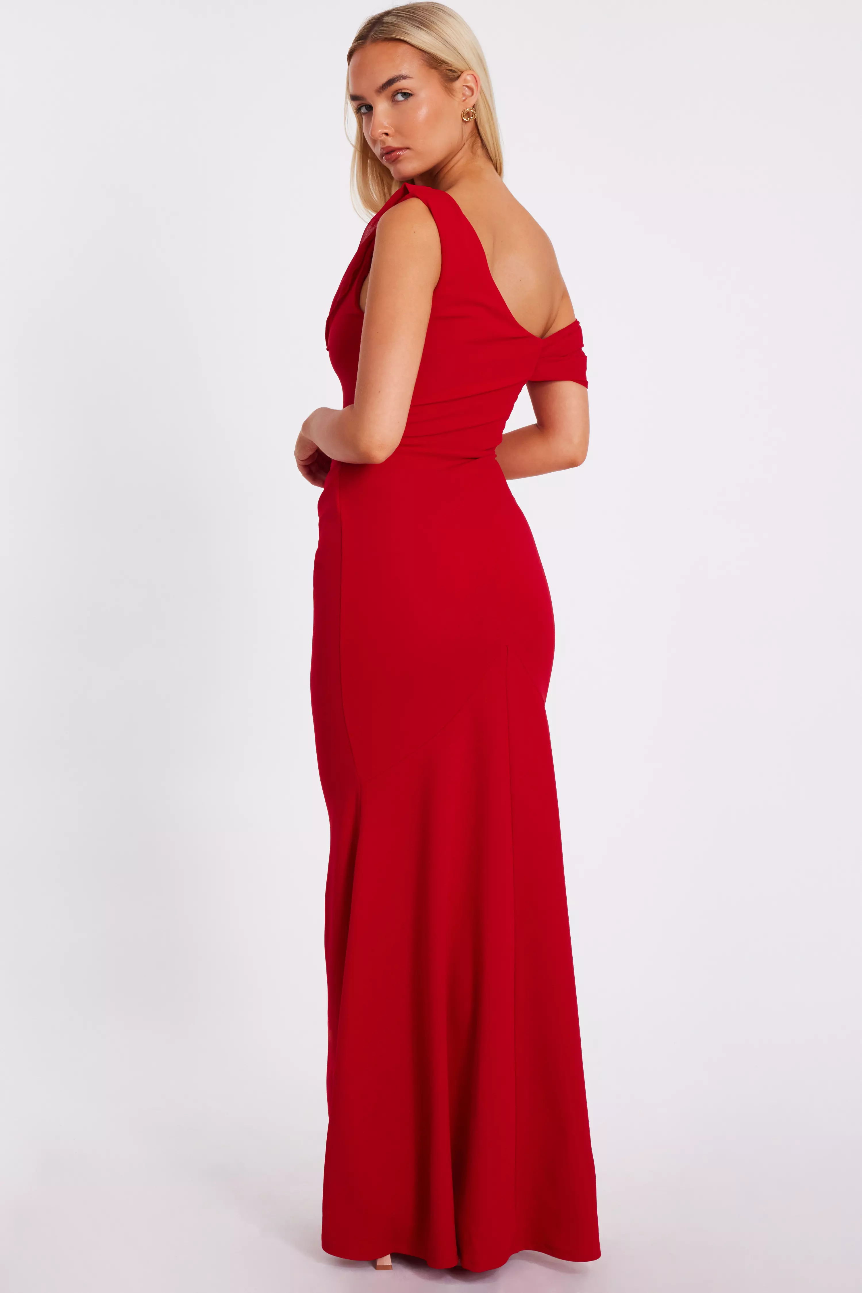 Red Drop Sleeve Maxi Dress