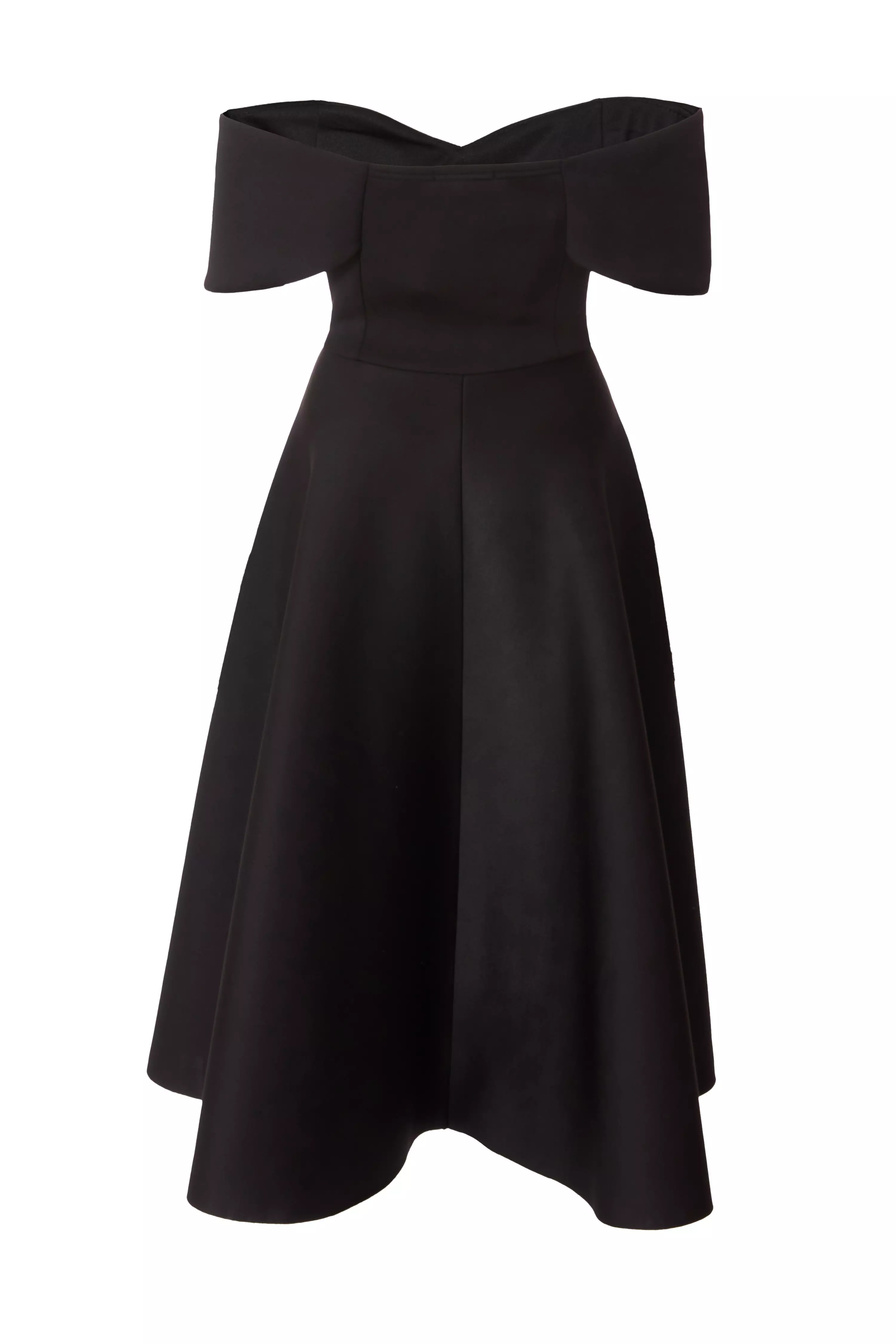 Black Bardot Midi Skater Dress 