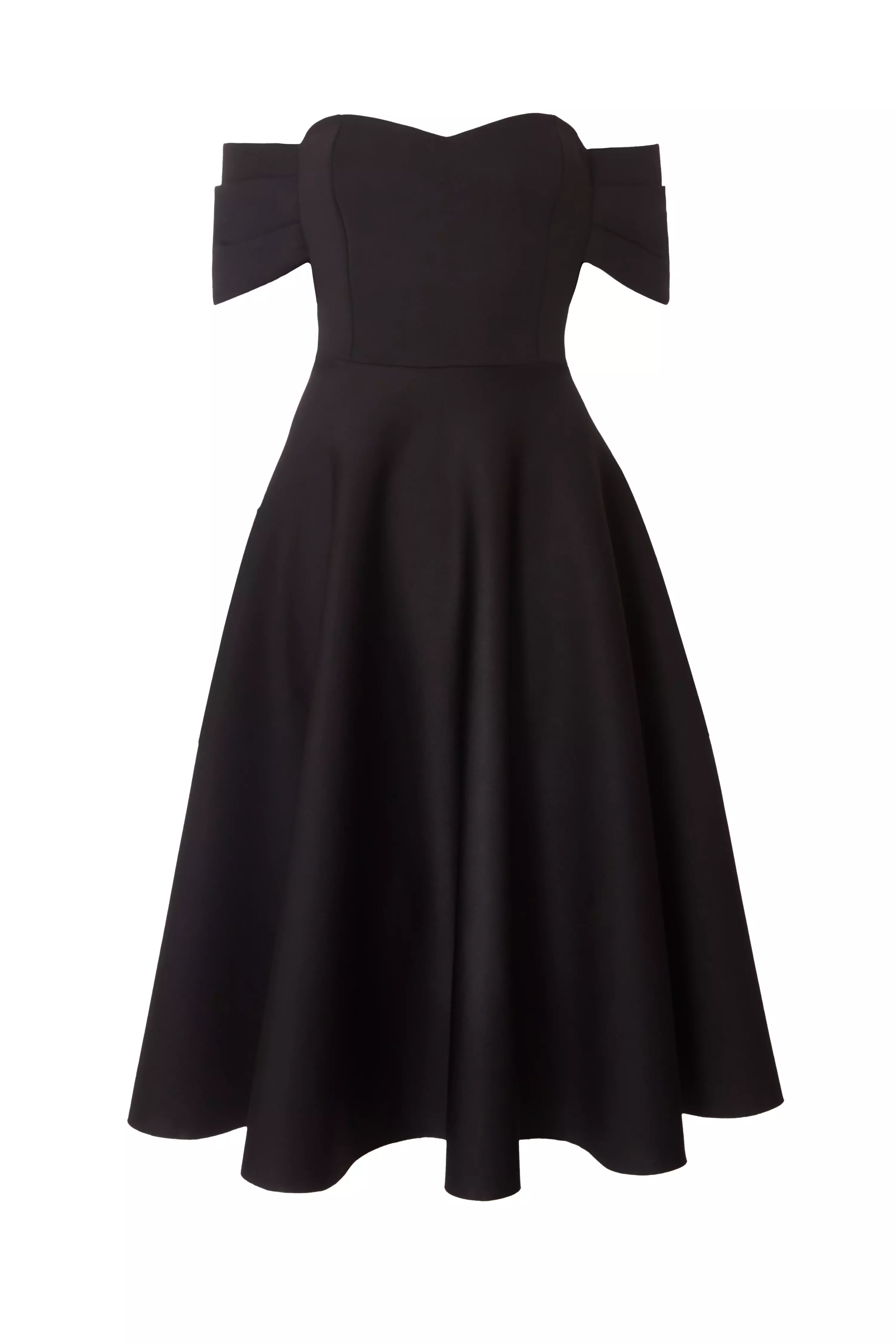 Black Bardot Midi Skater Dress 