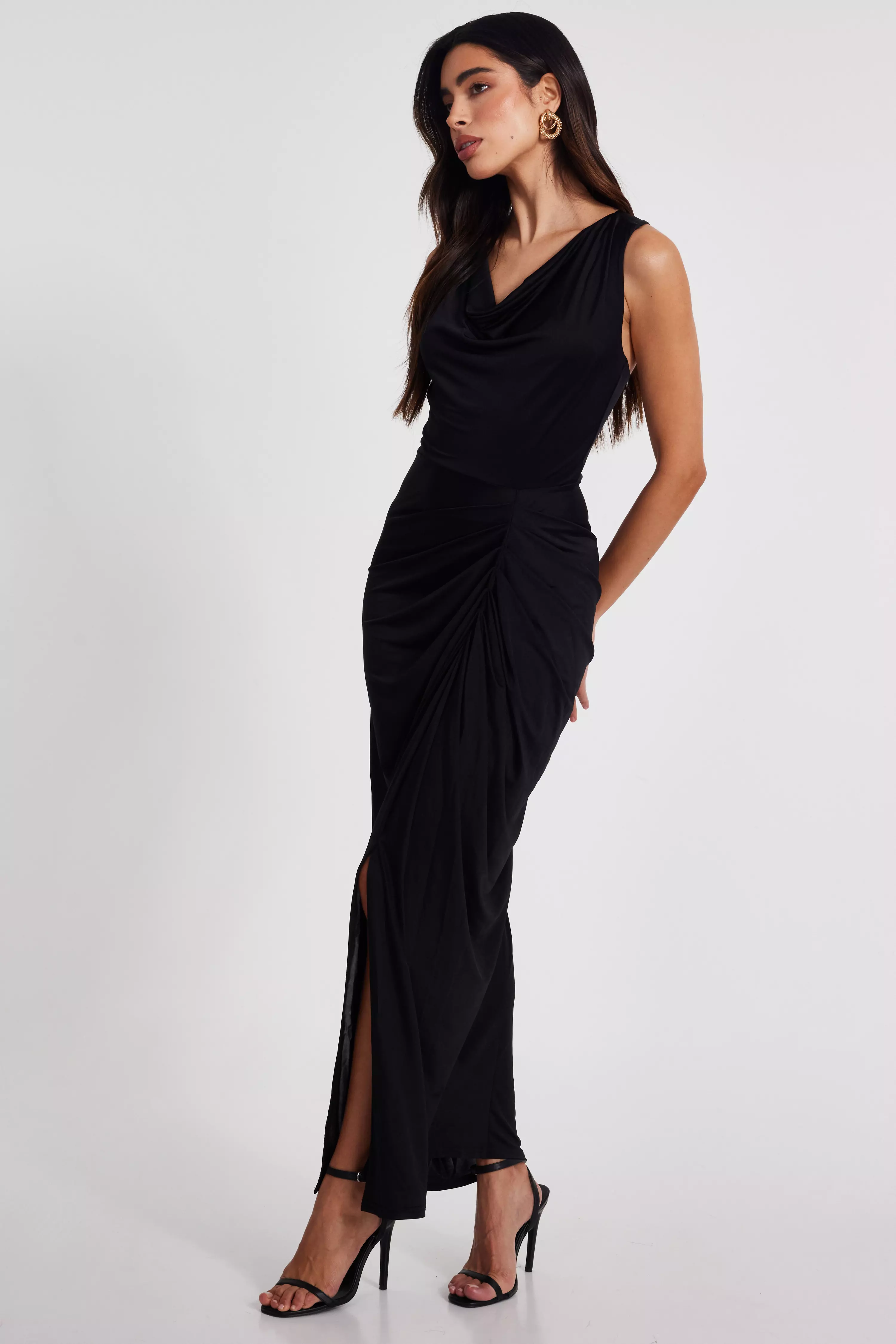 Black Cowl Neck Midaxi Dress