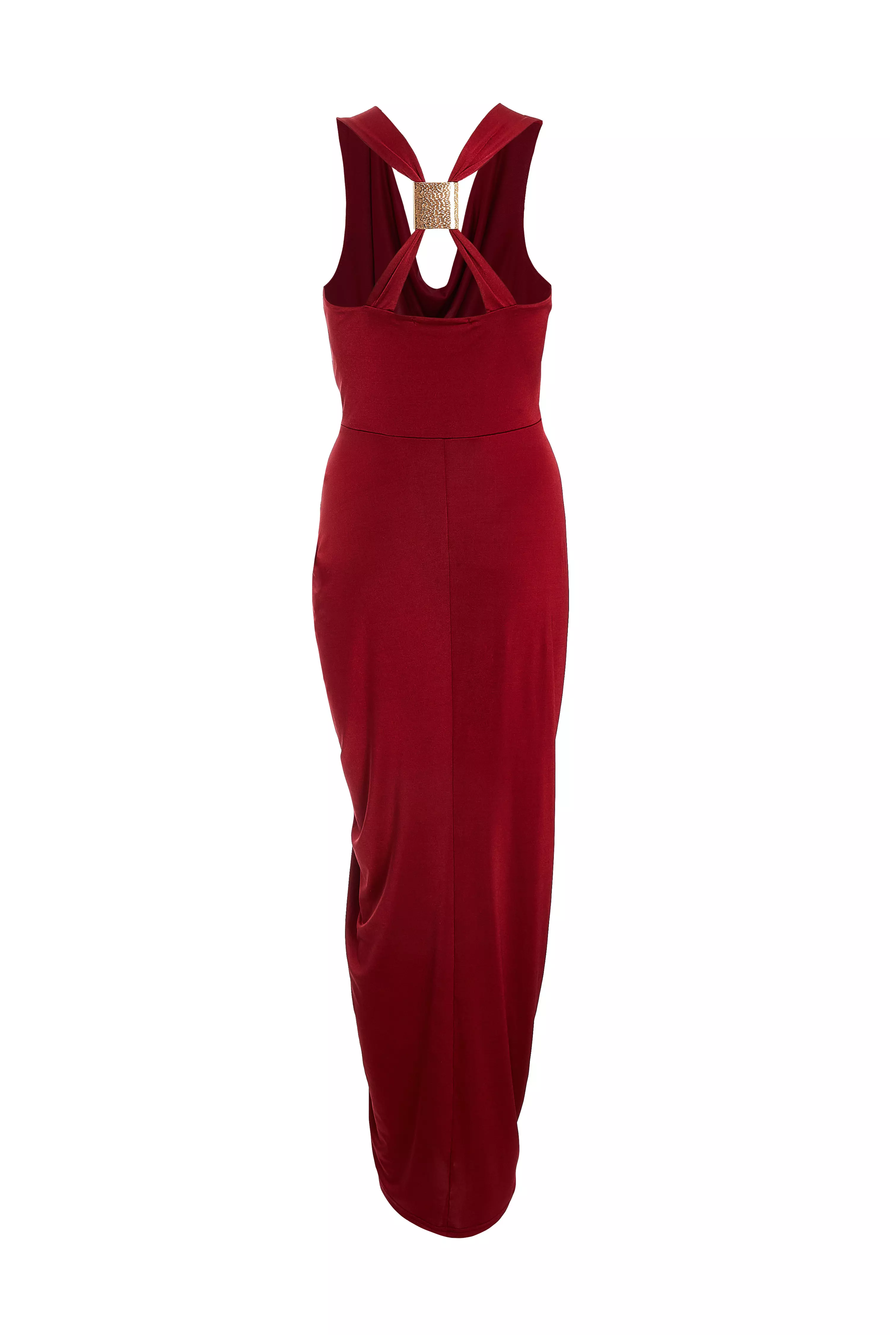 Dark Red Cowl Neck Midaxi Dress