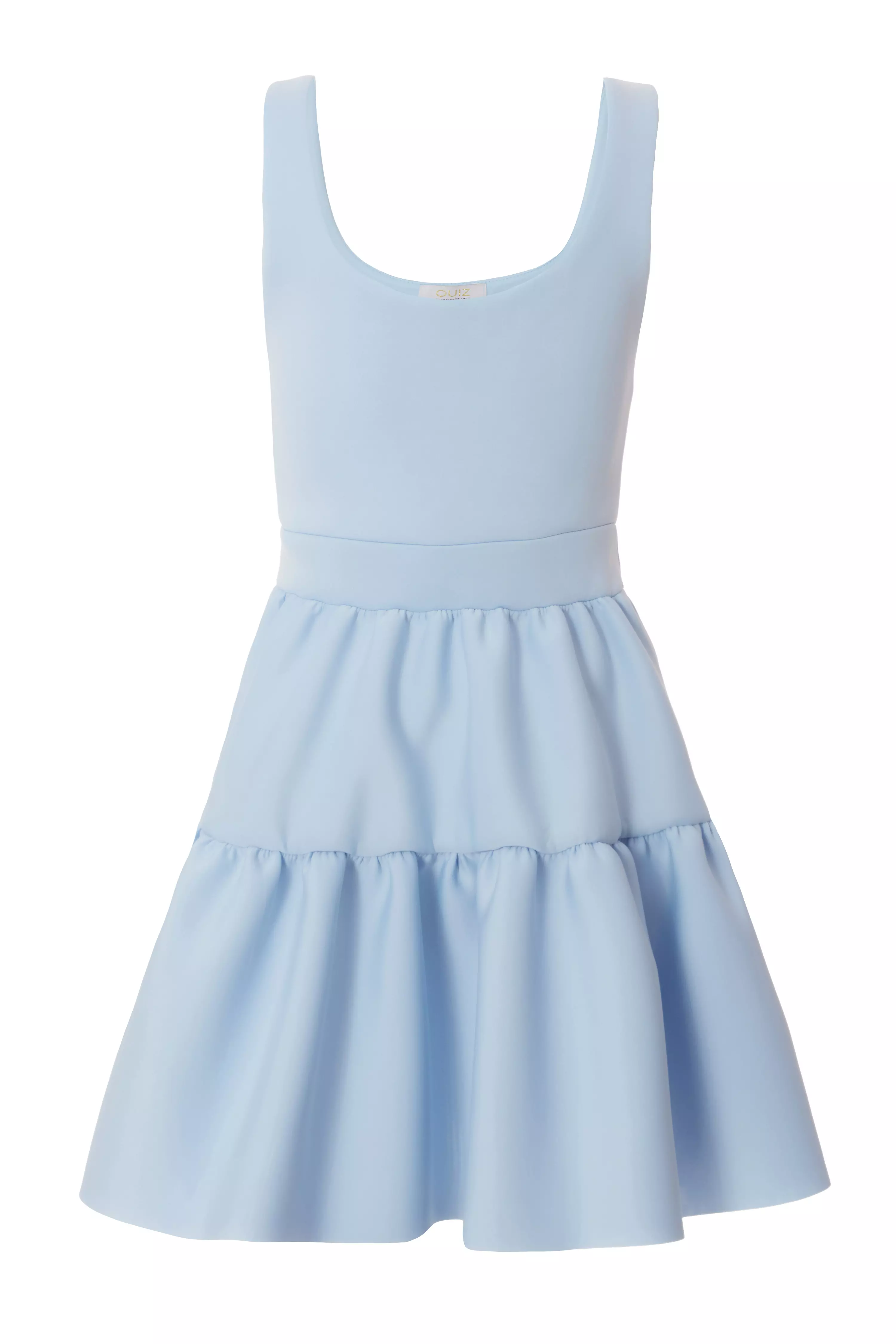 Light Blue Tiered Skater Mini Dress