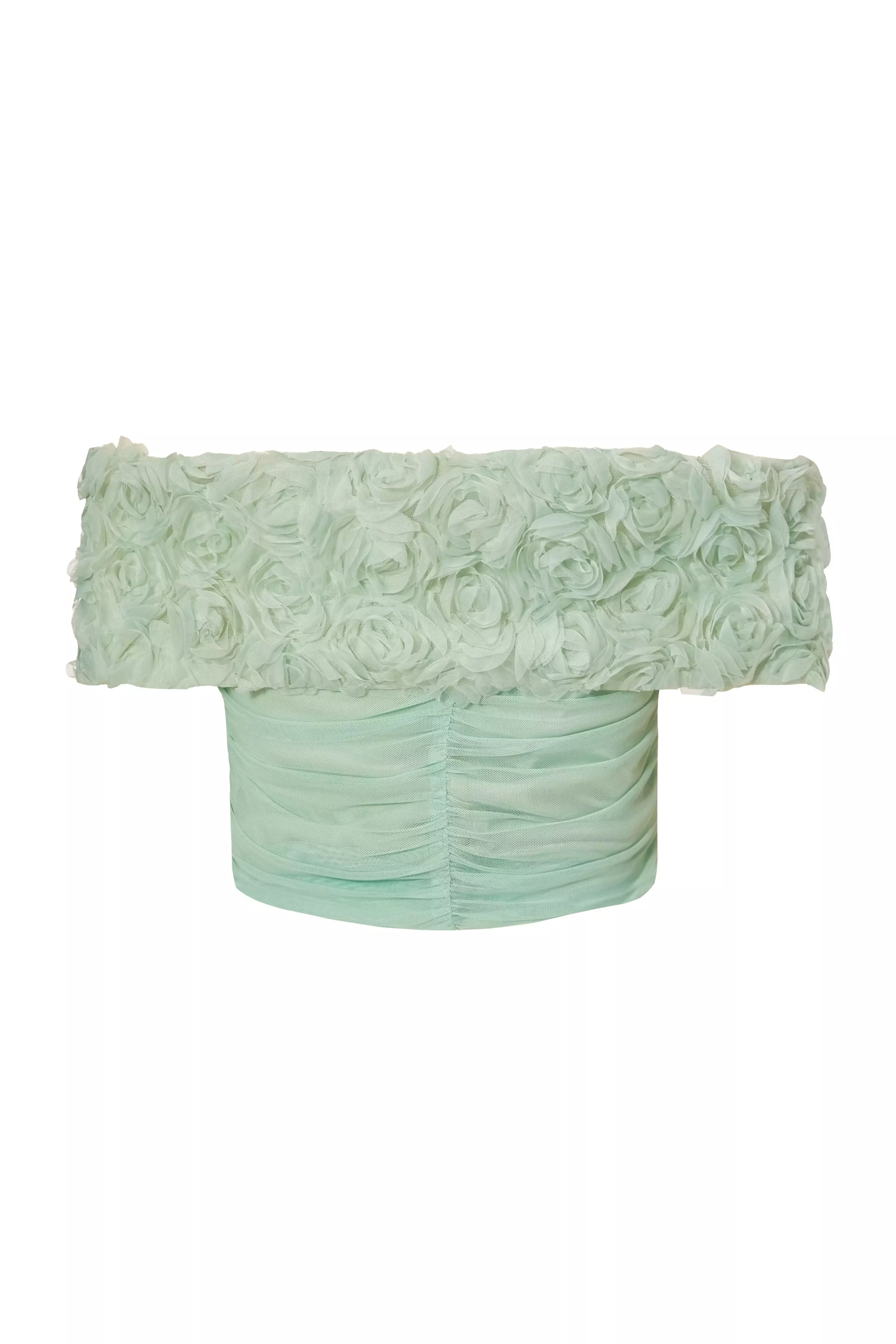 Sage Floral Mesh Top