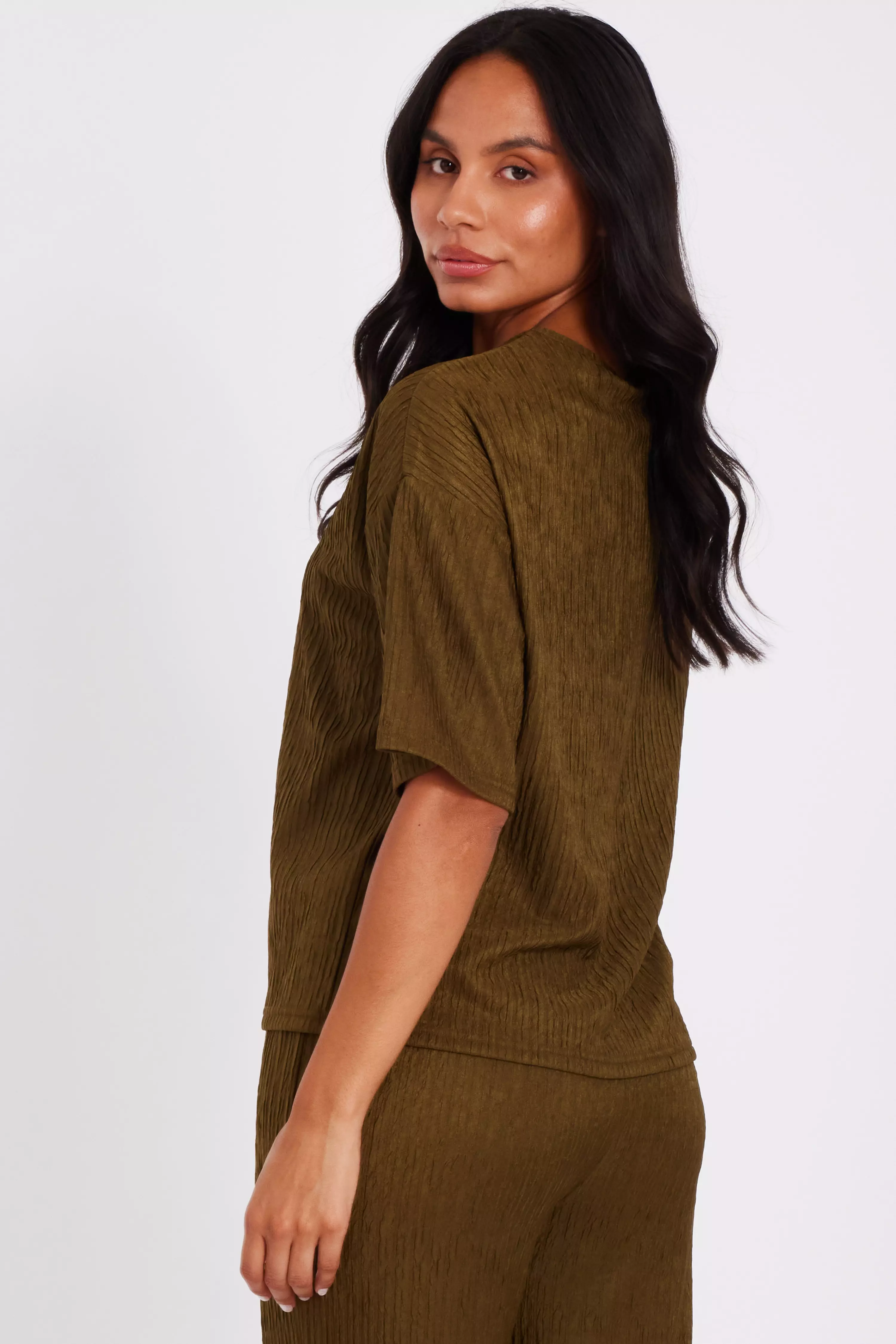 Khaki Textured T-Shirt