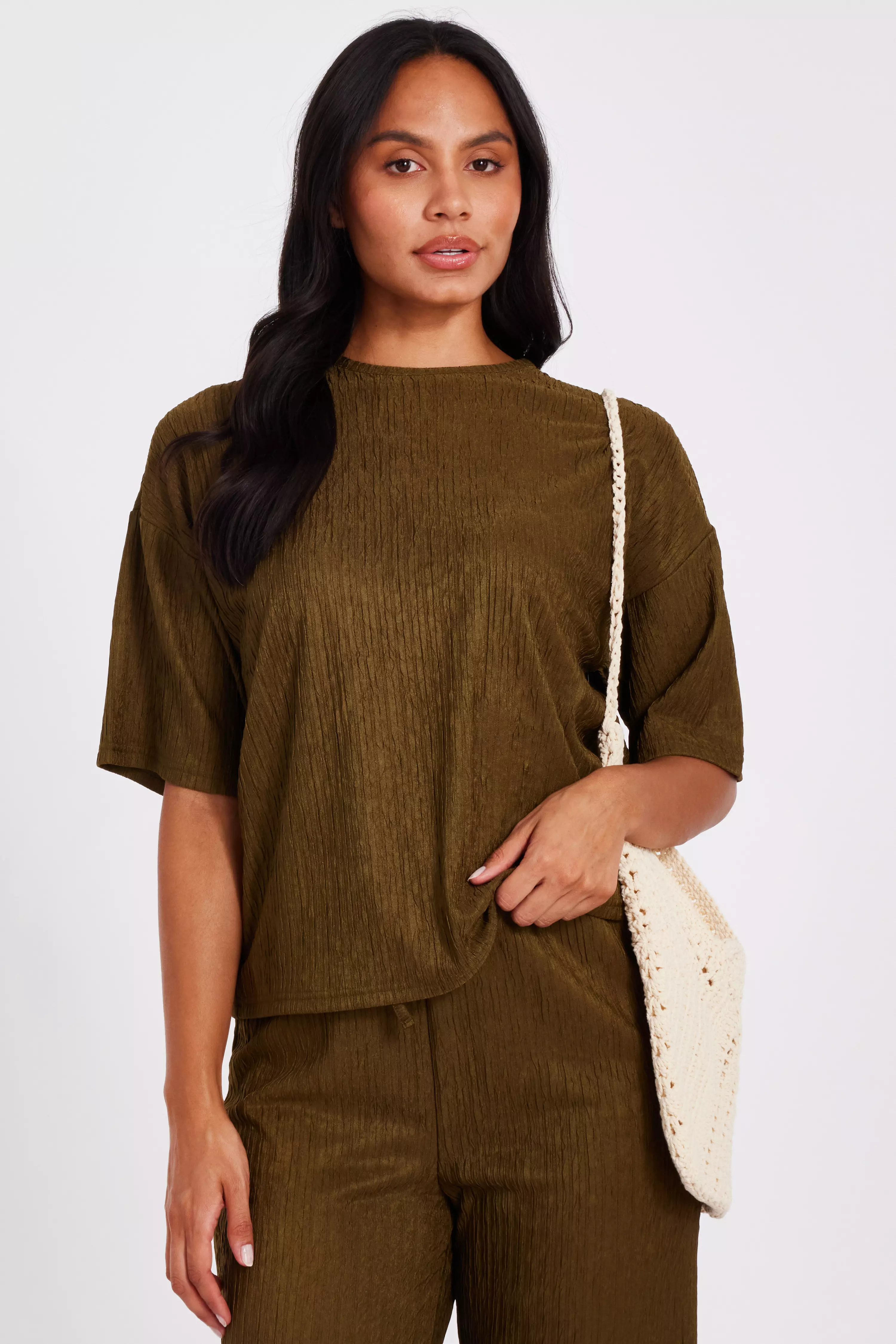 Khaki Textured T-Shirt