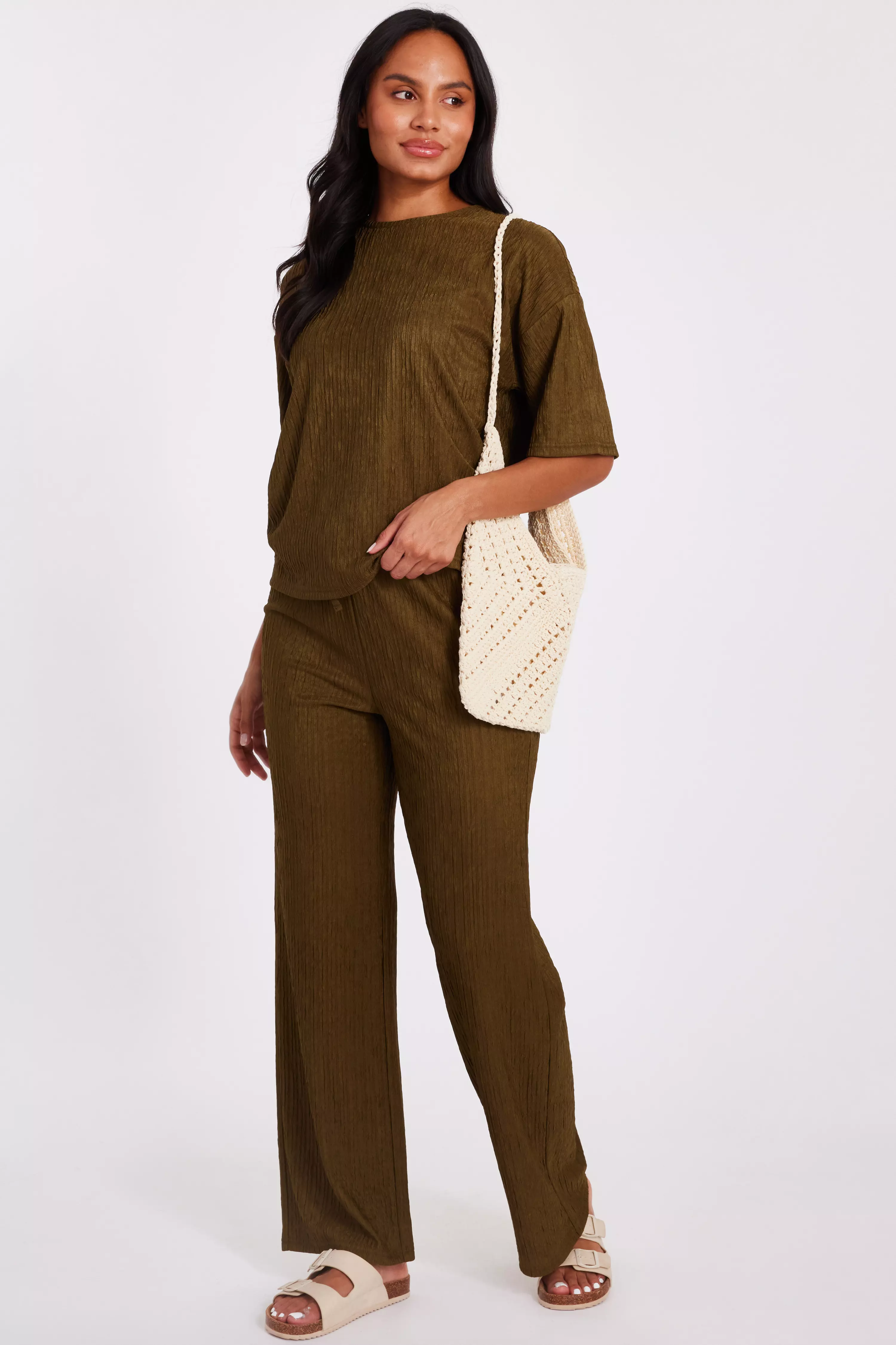 Khaki Textured T-Shirt