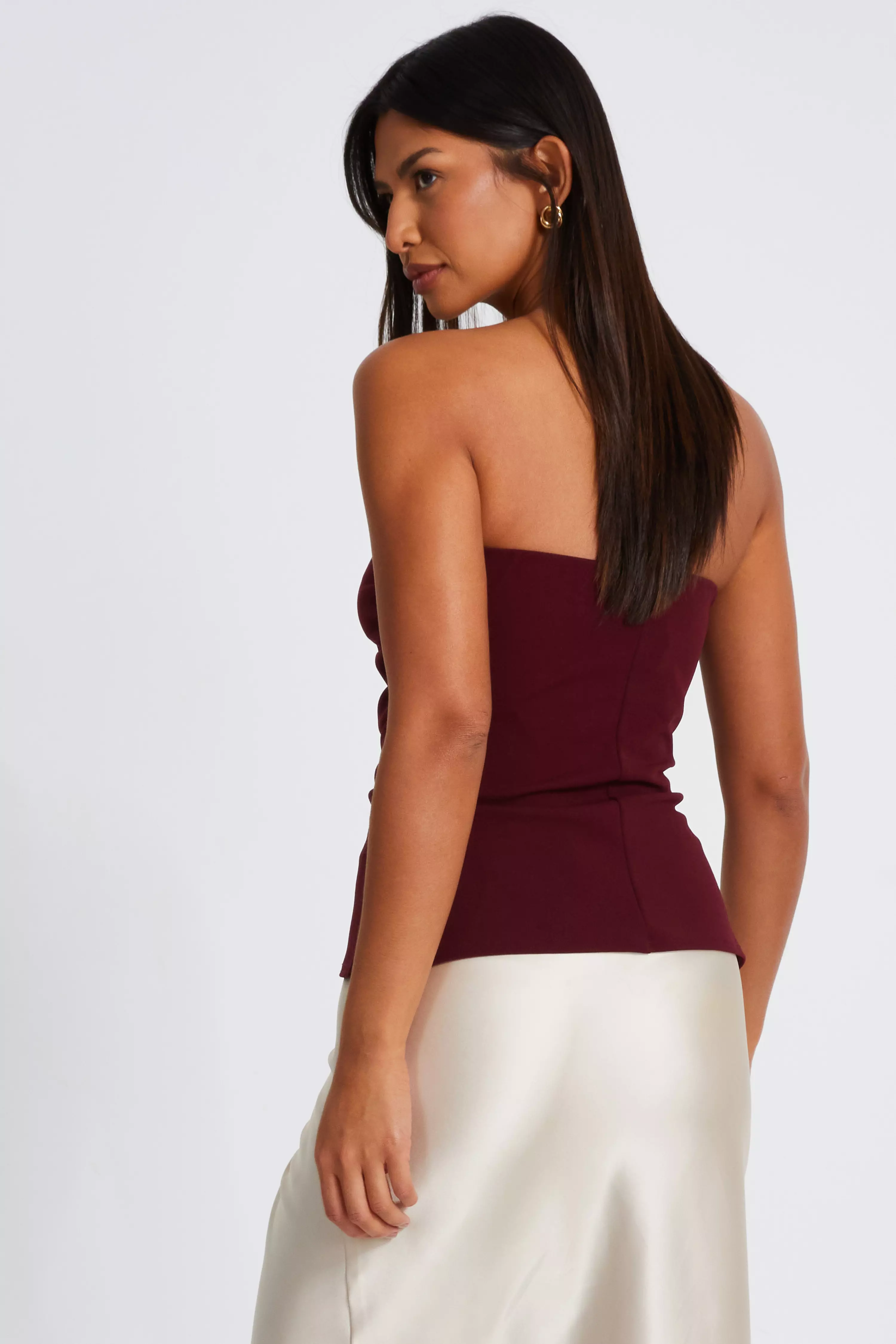 Dark Red Corsage Bandeau Top 