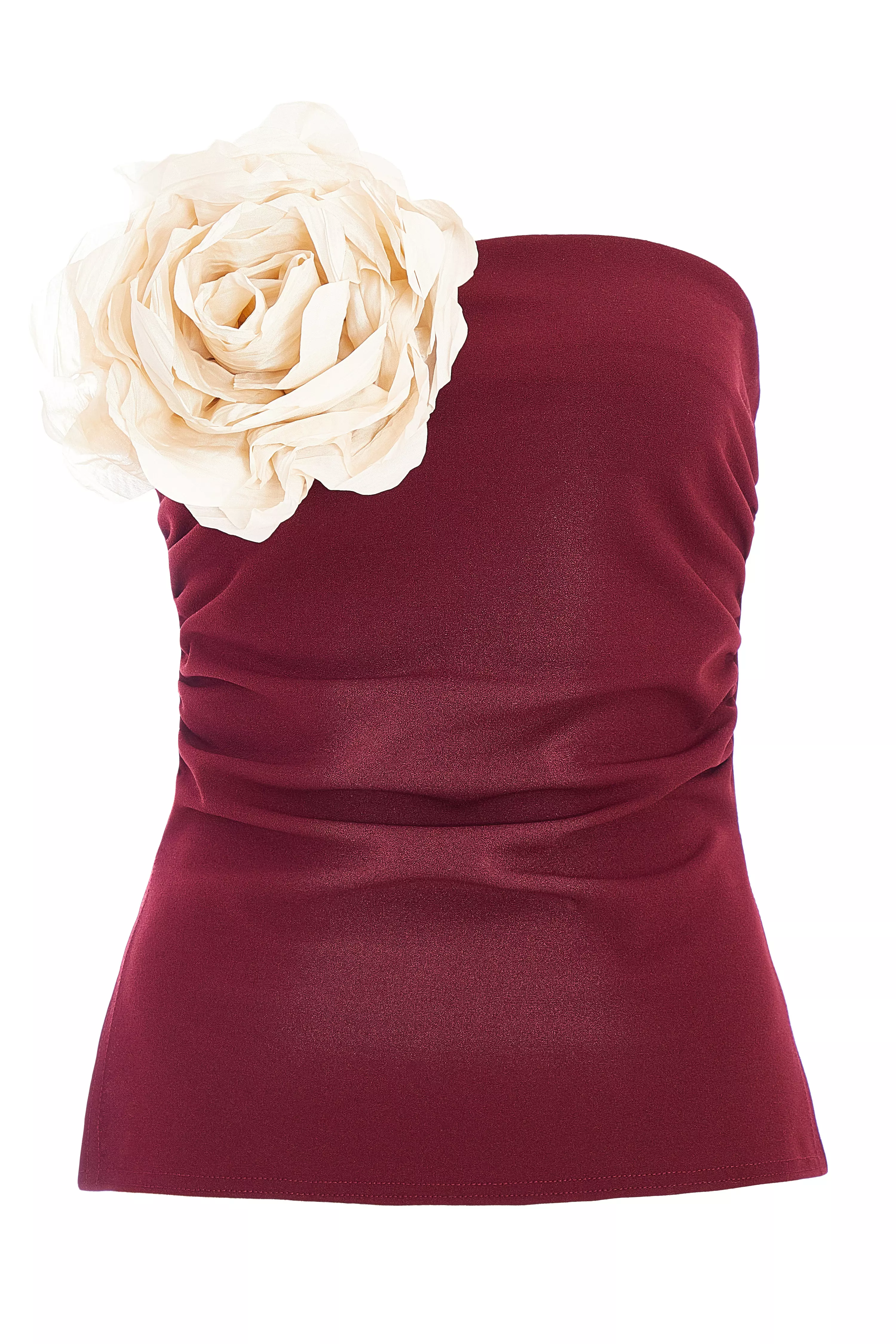 Dark Red Corsage Bandeau Top 