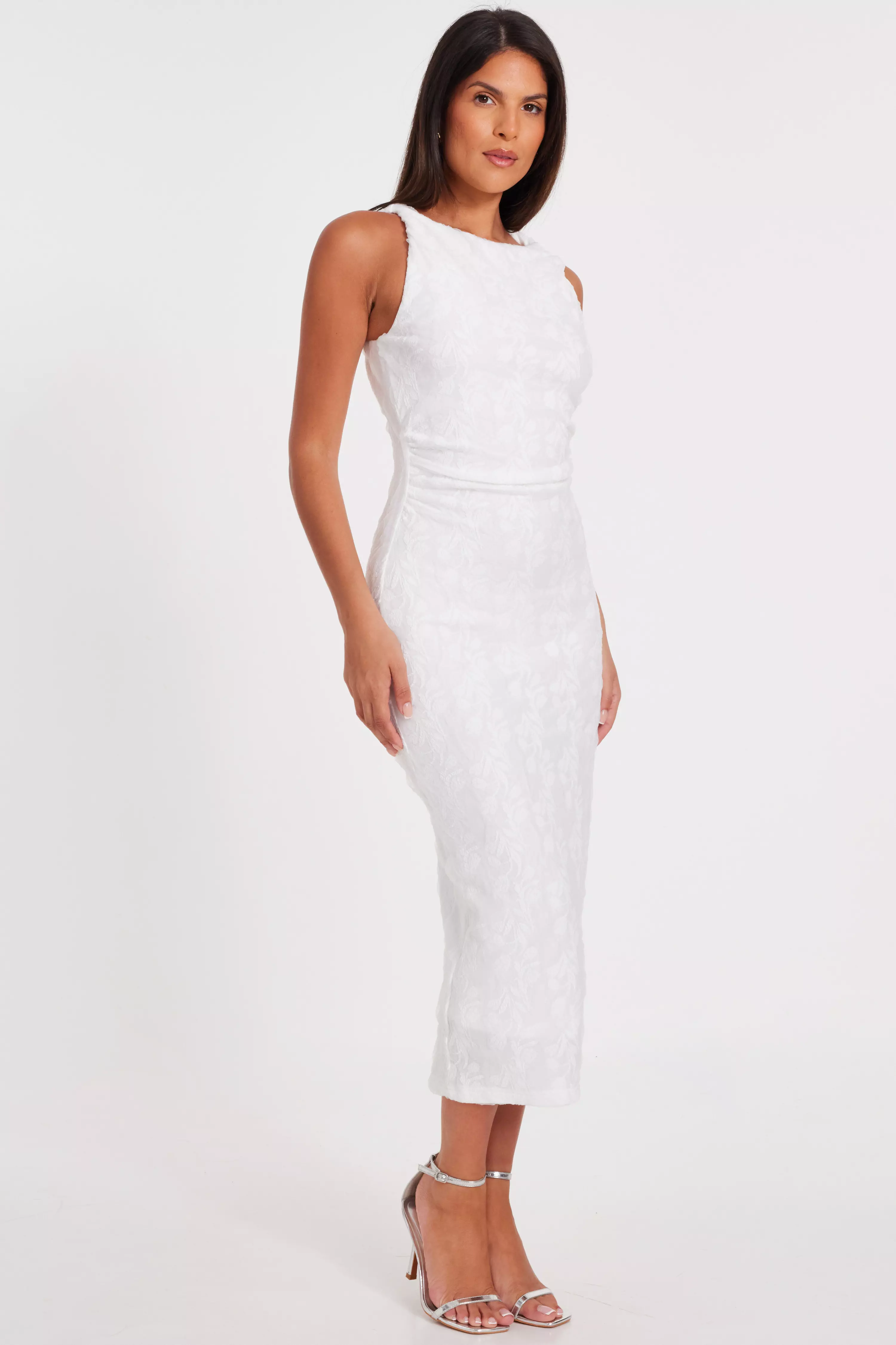 White Jacquard Midaxi Dress