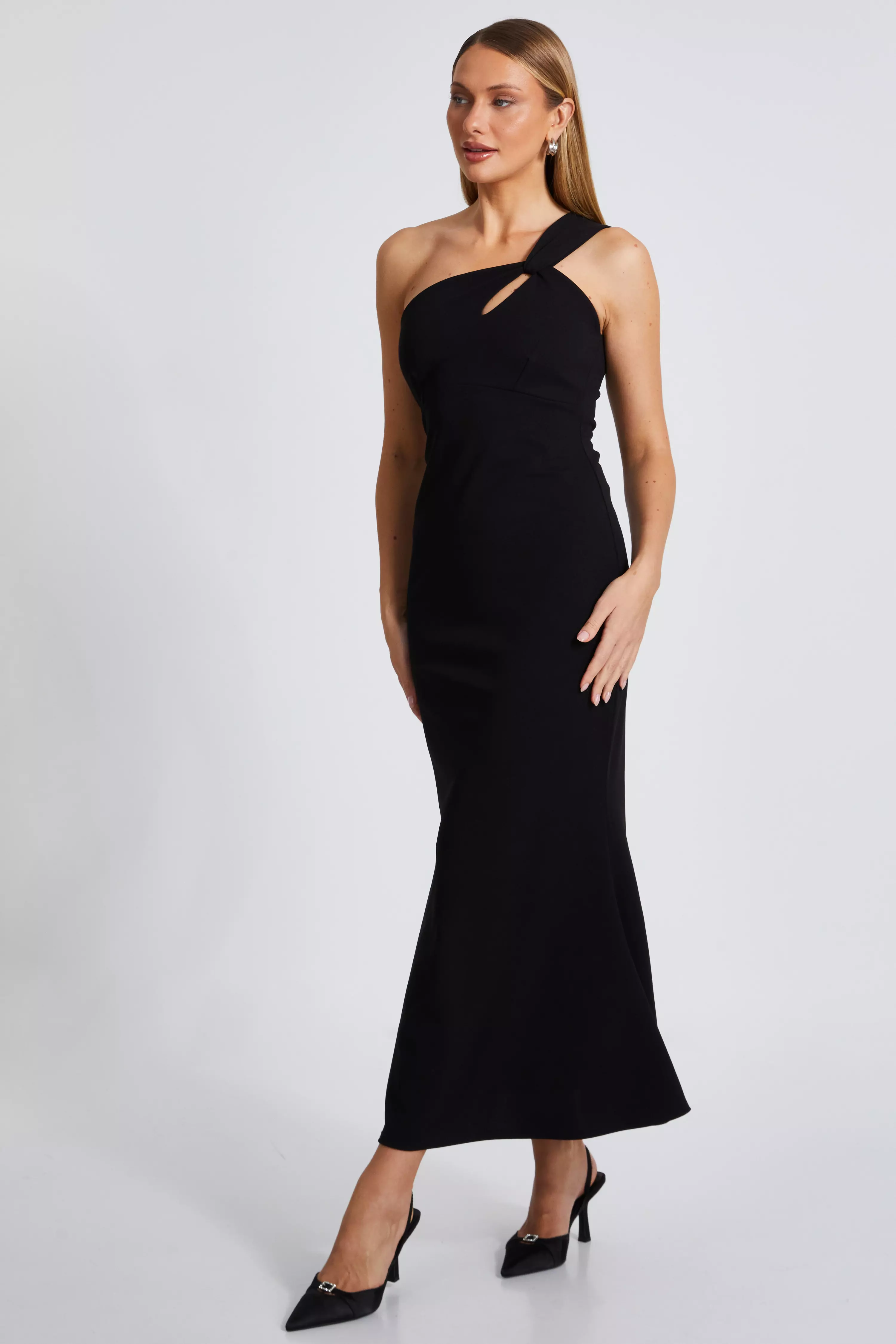 Black Fishtail Midaxi Dress