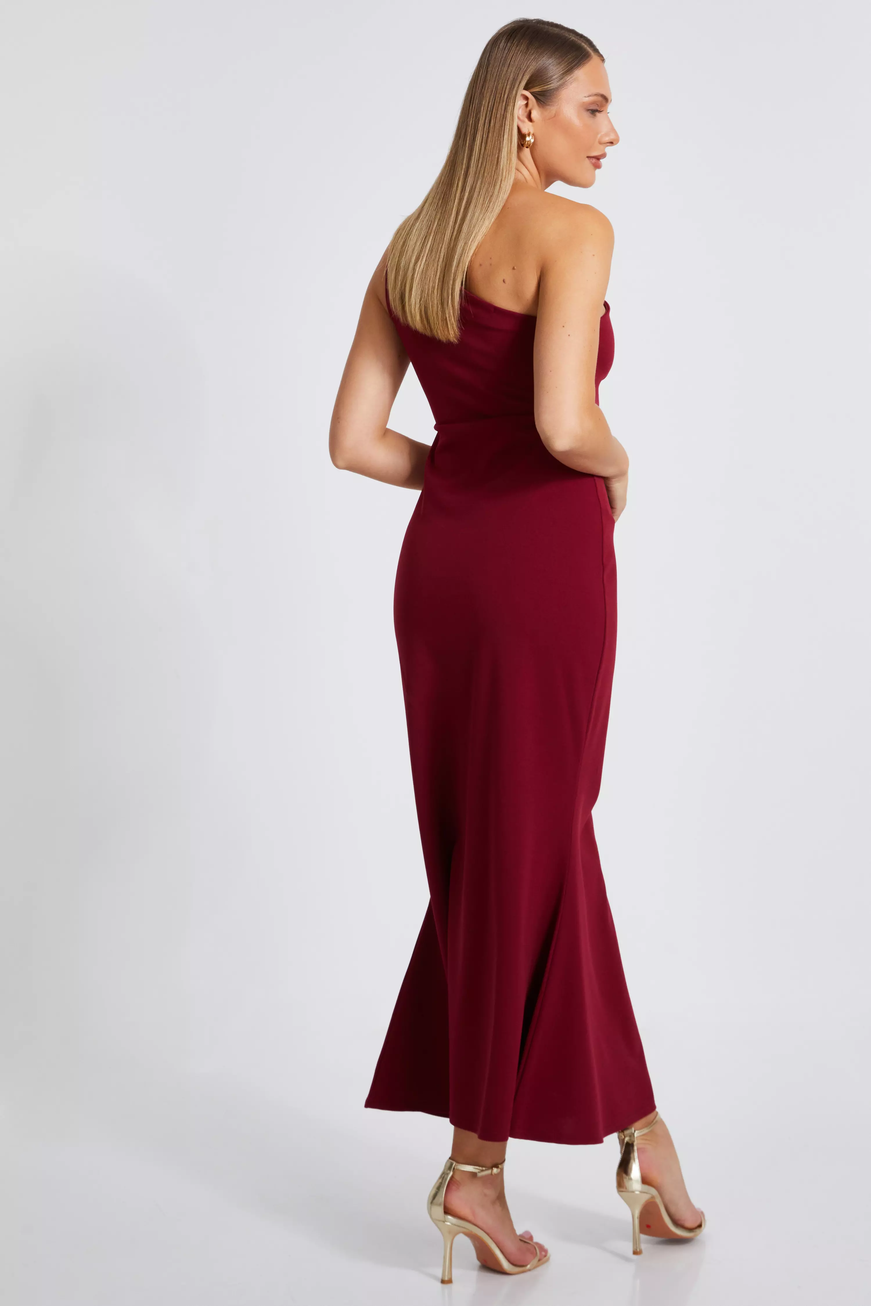 Dark Red Fishtail Midaxi Dress