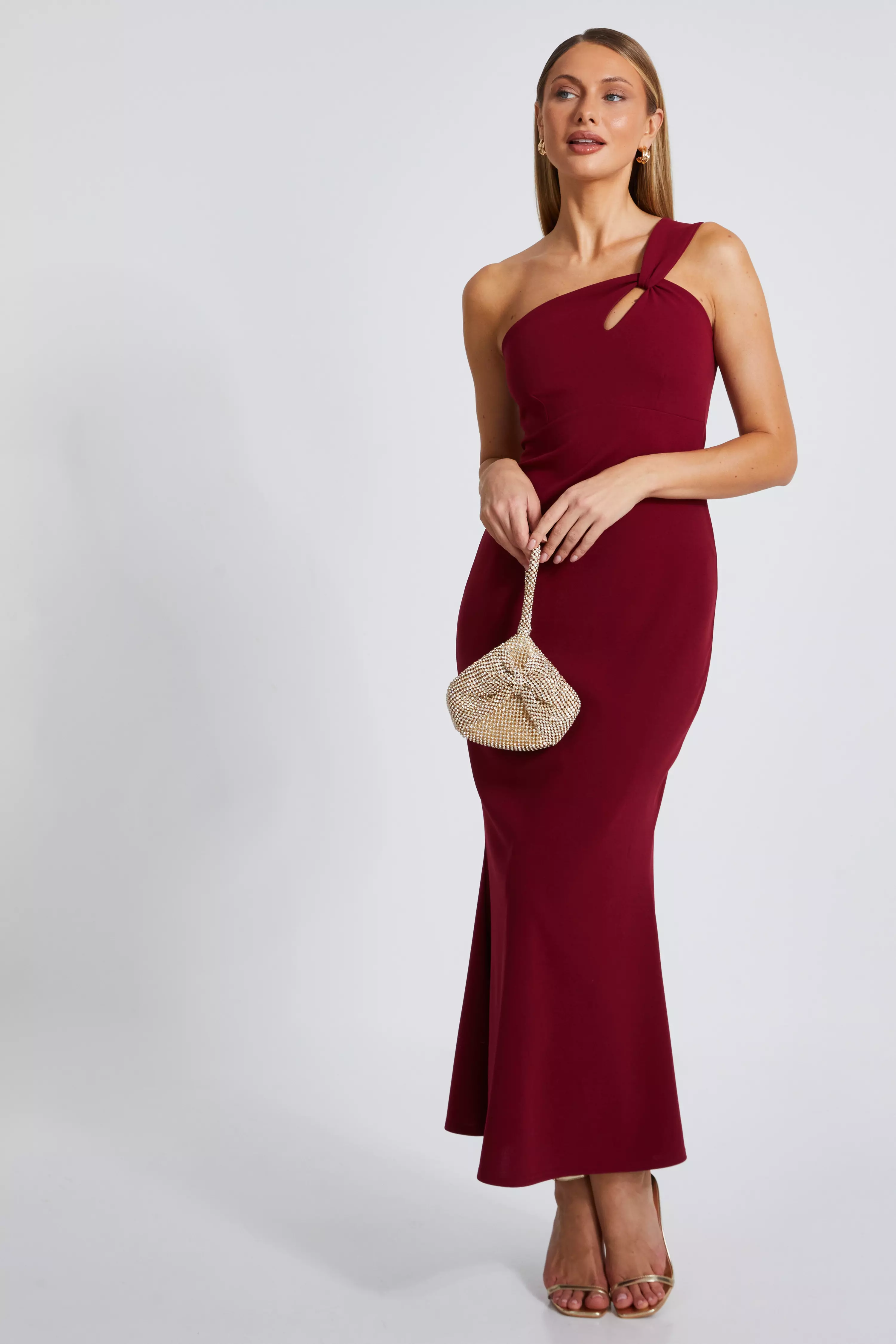 Dark Red Fishtail Midaxi Dress