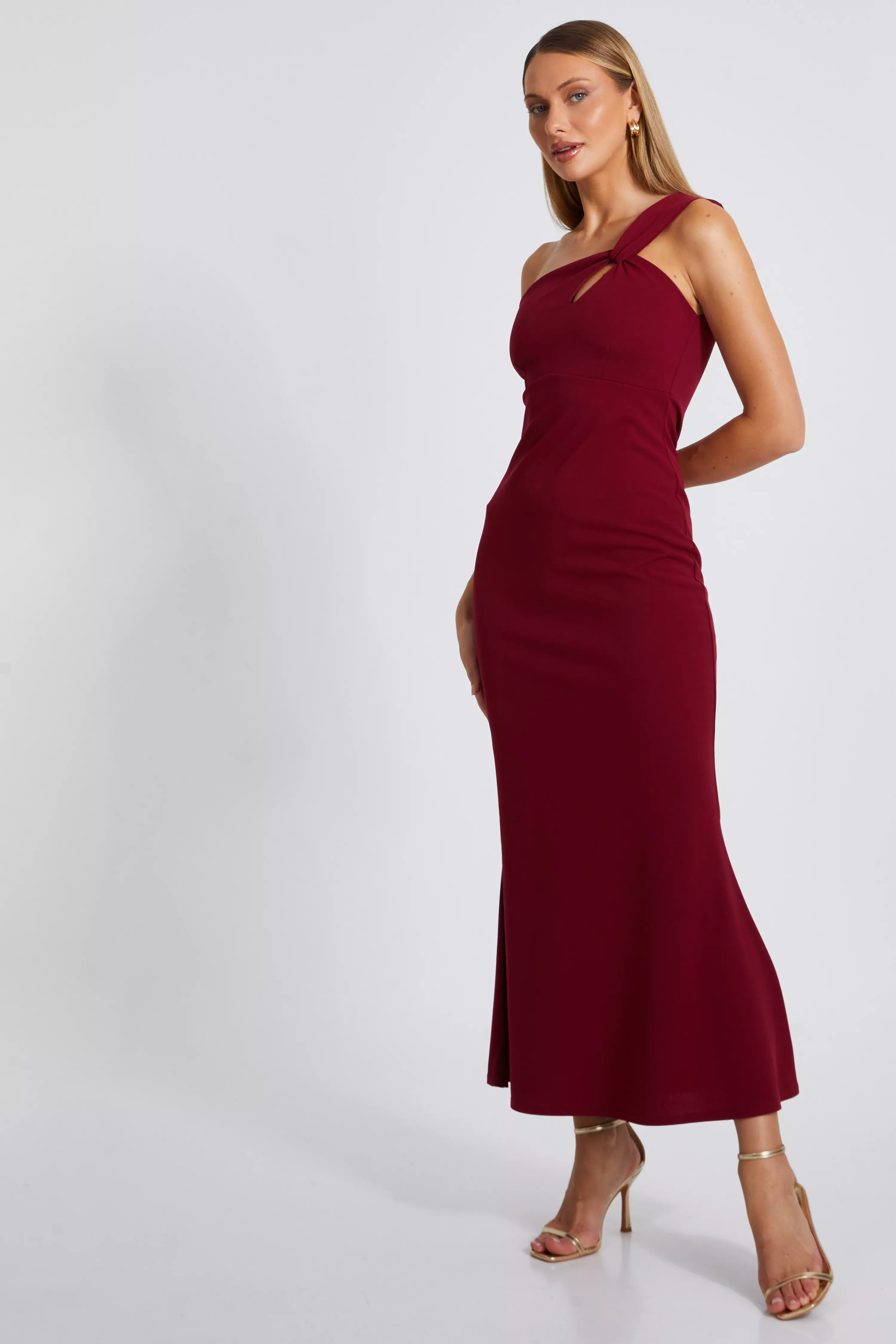 Dark Red Fishtail Midaxi Dress