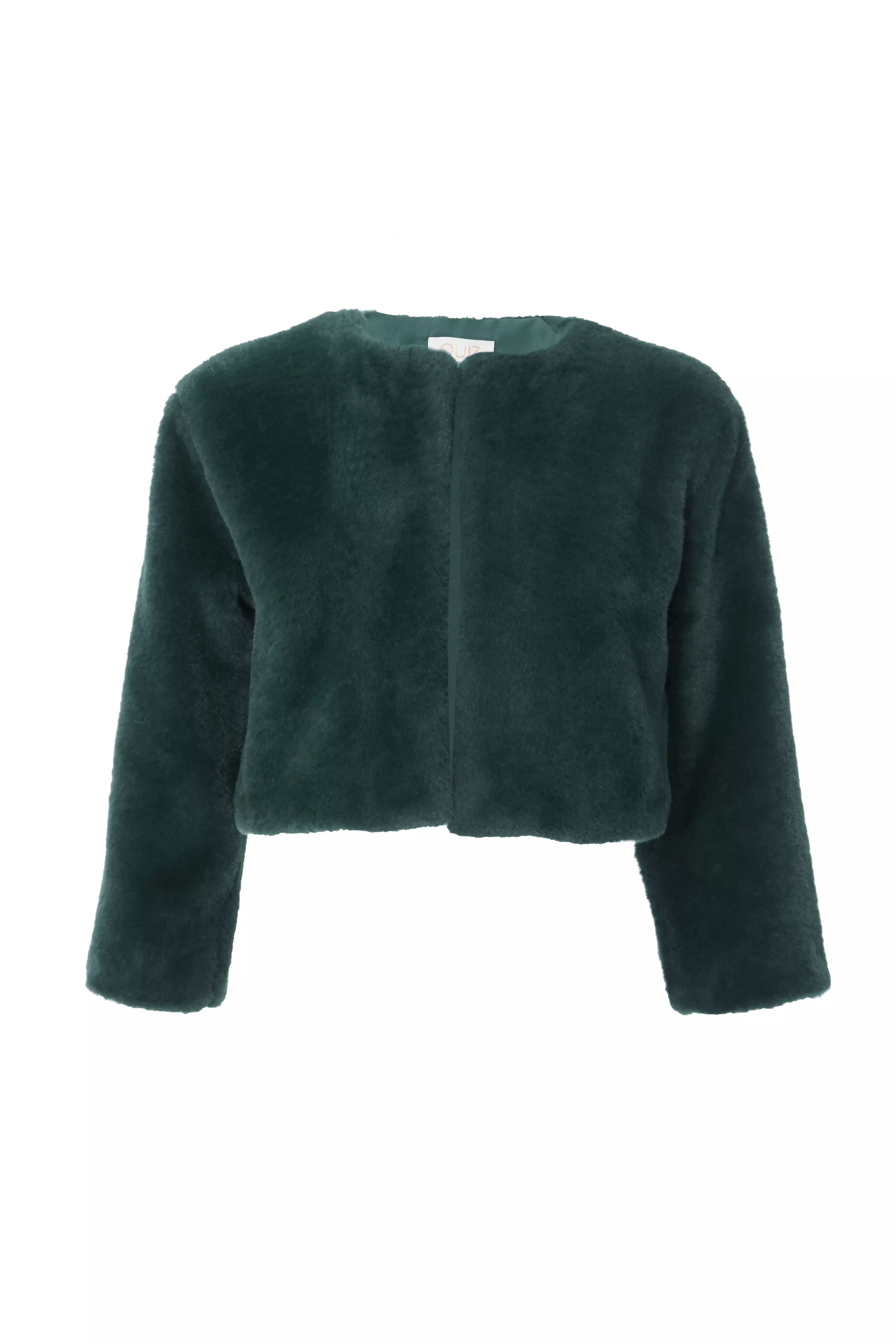 Green Faux Fur Long Sleeve Cape