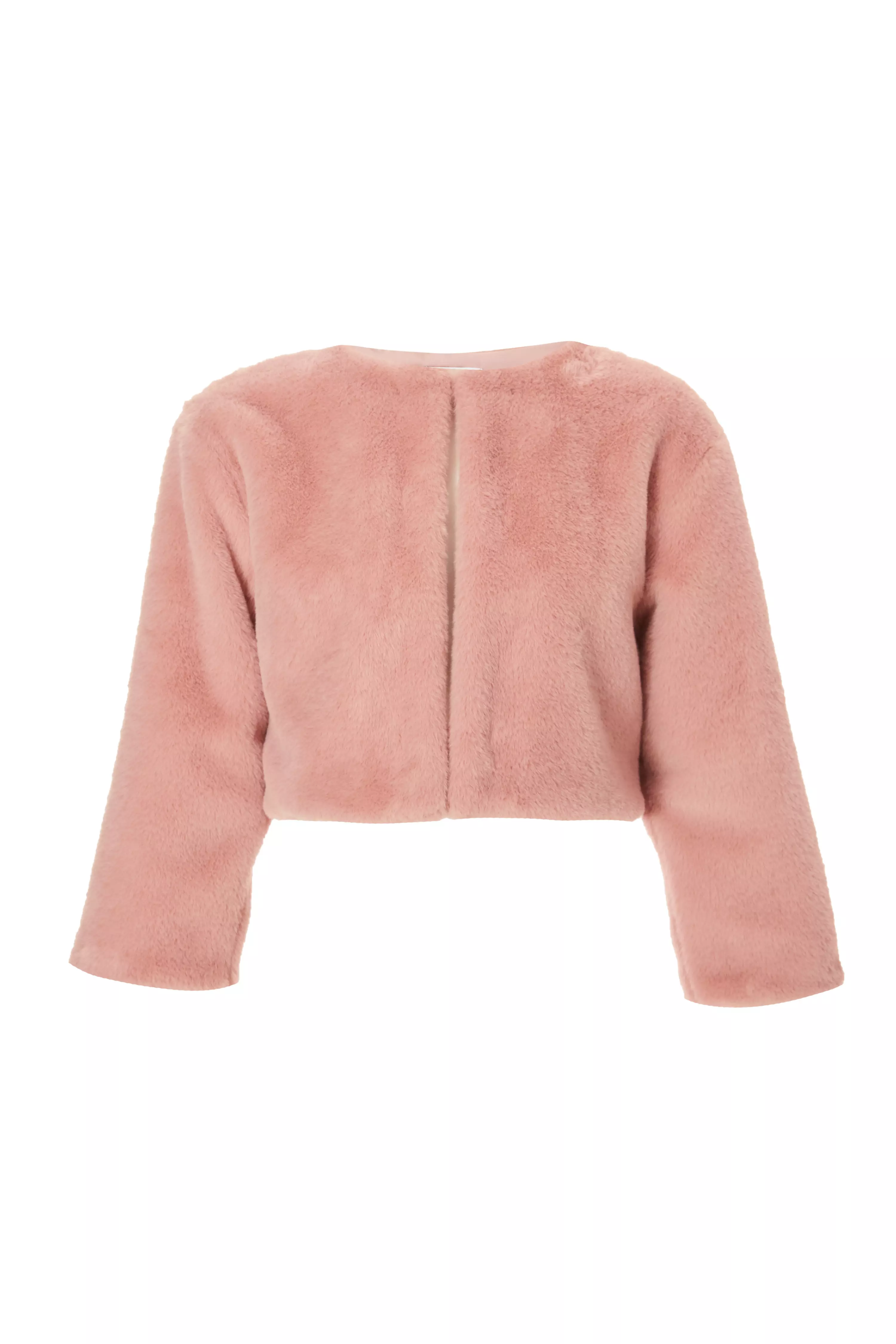 Blush Faux Fur Cropped Cape