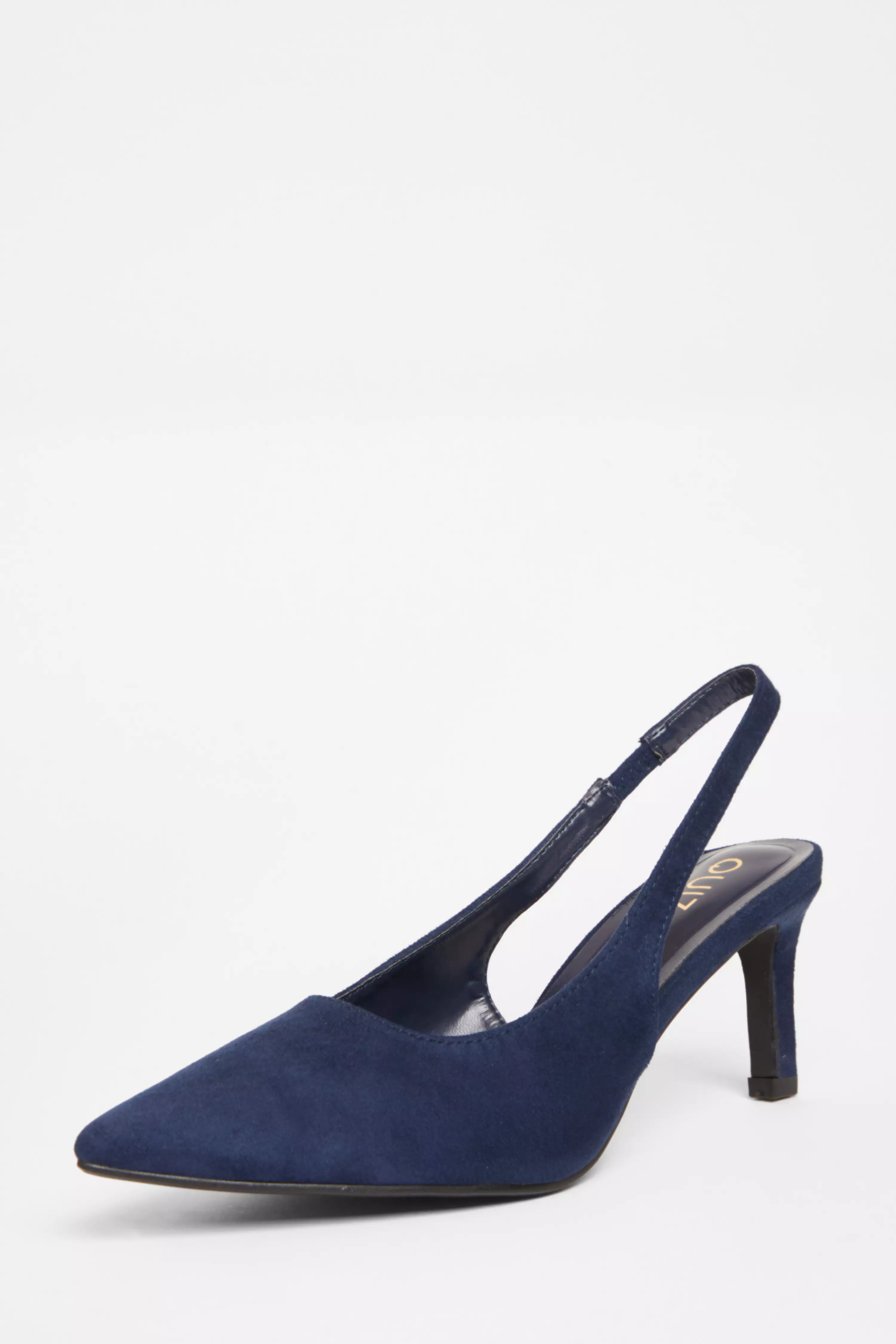 Navy Slingback Low Court Heels 