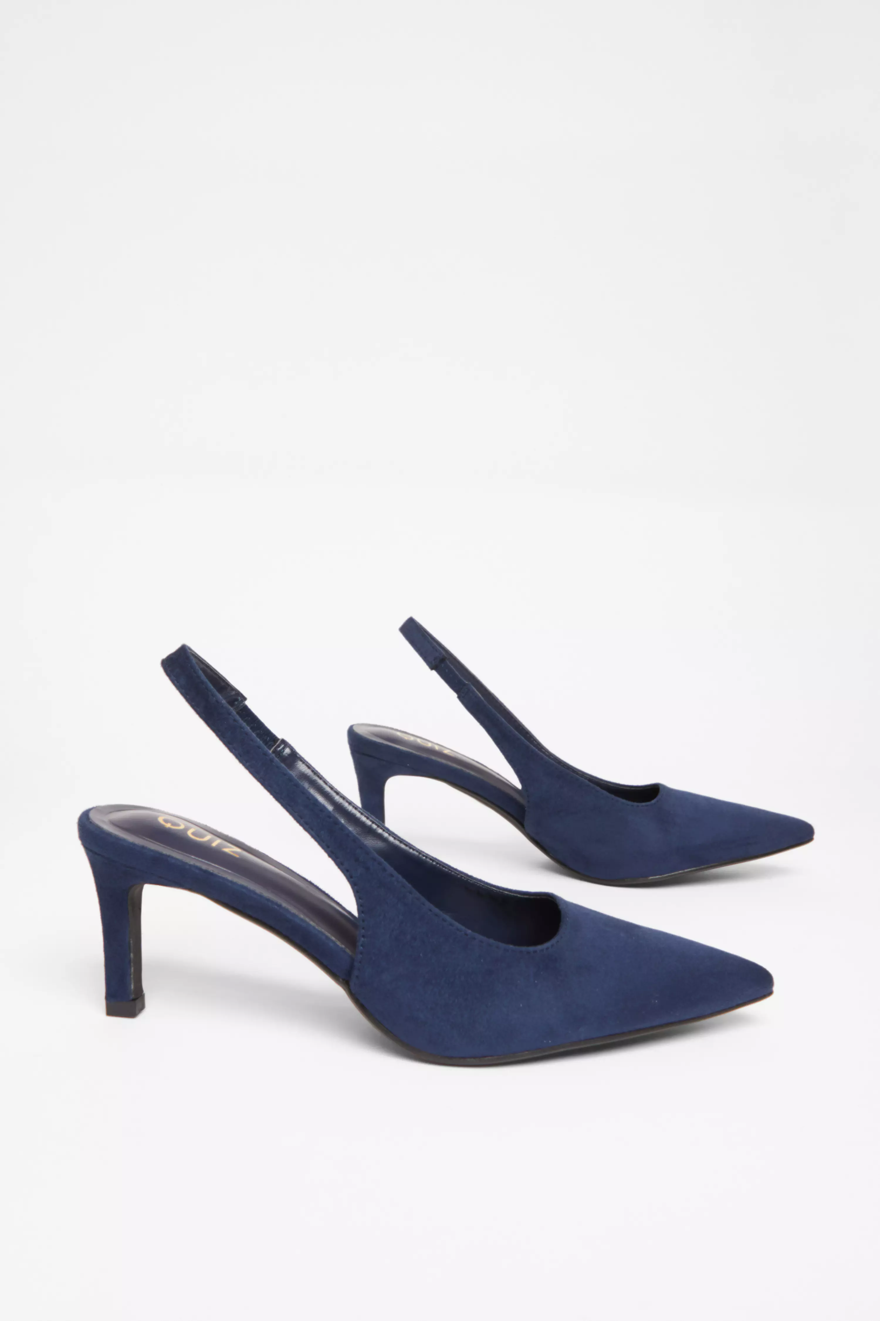 Navy Slingback Low Court Heels 