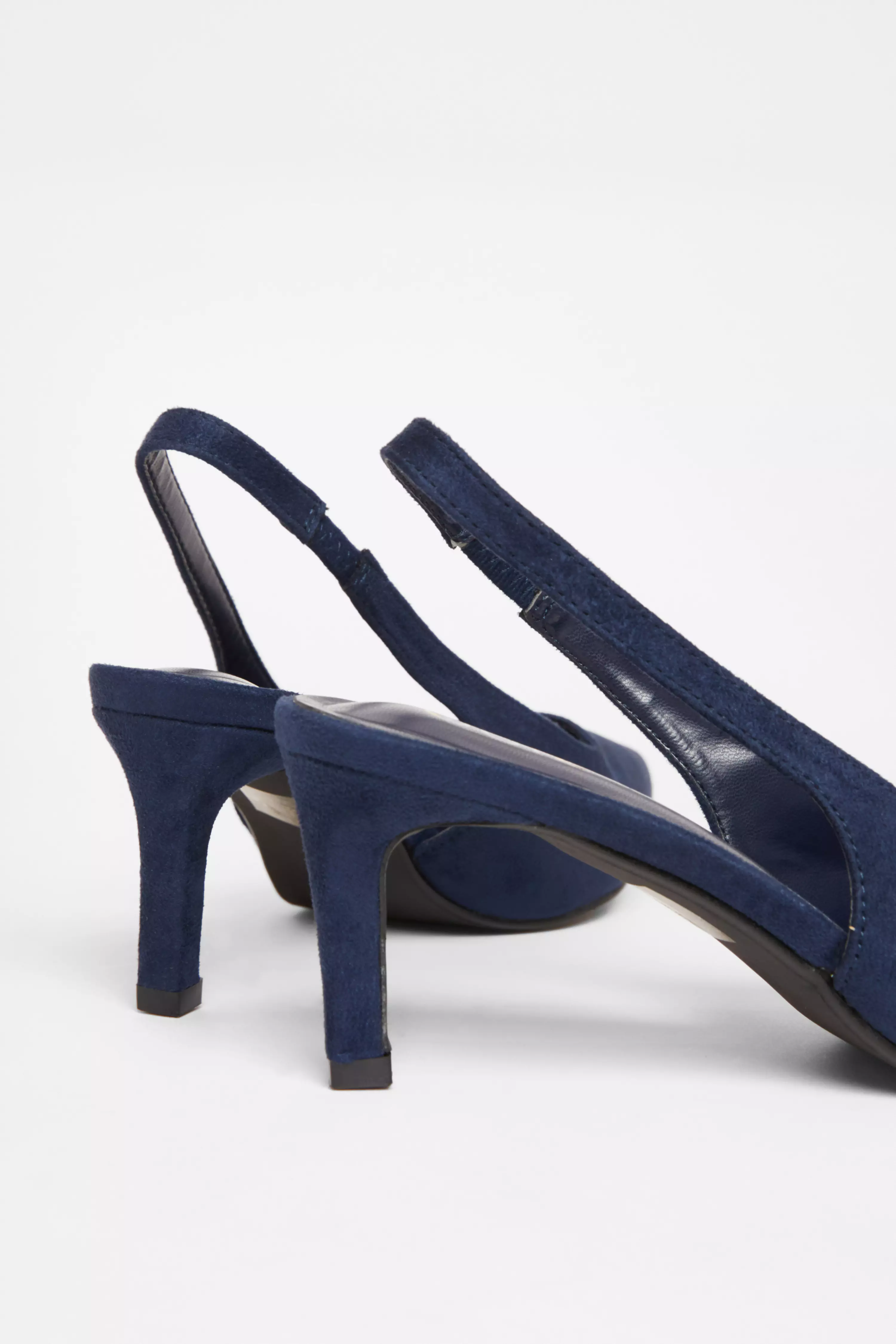 Navy Slingback Low Court Heels 