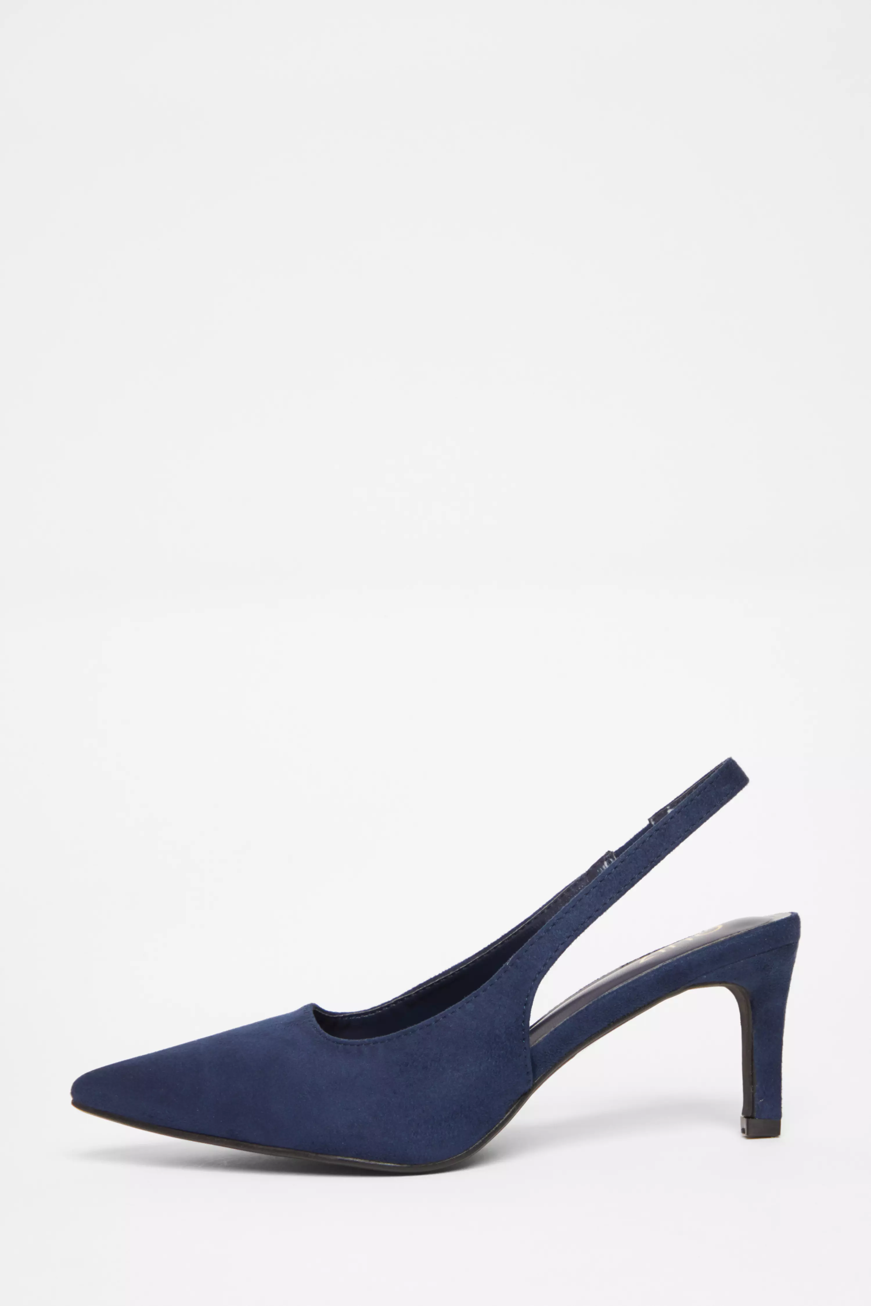 Navy Slingback Low Court Heels 