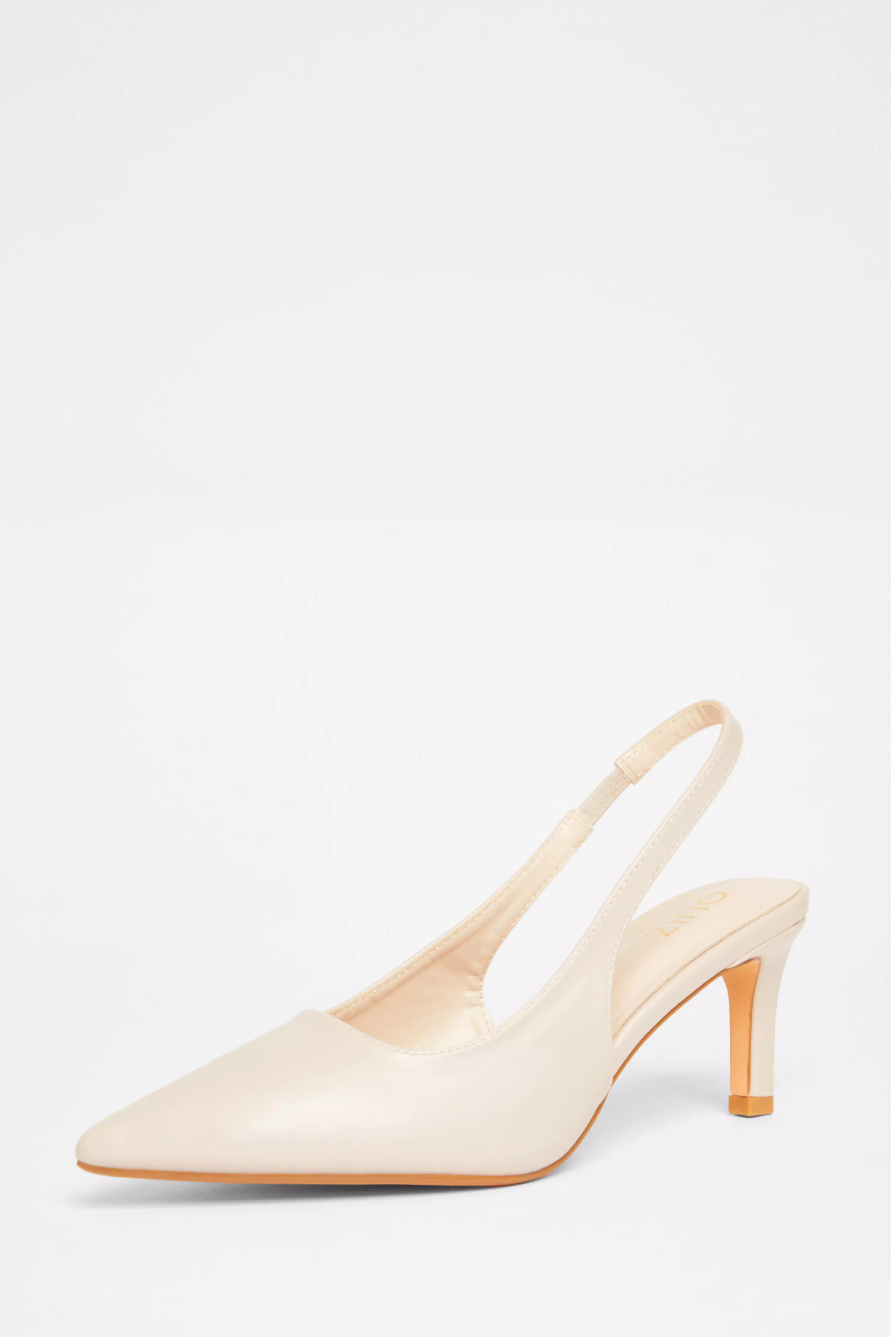 Nude Slingback Low Court Heels