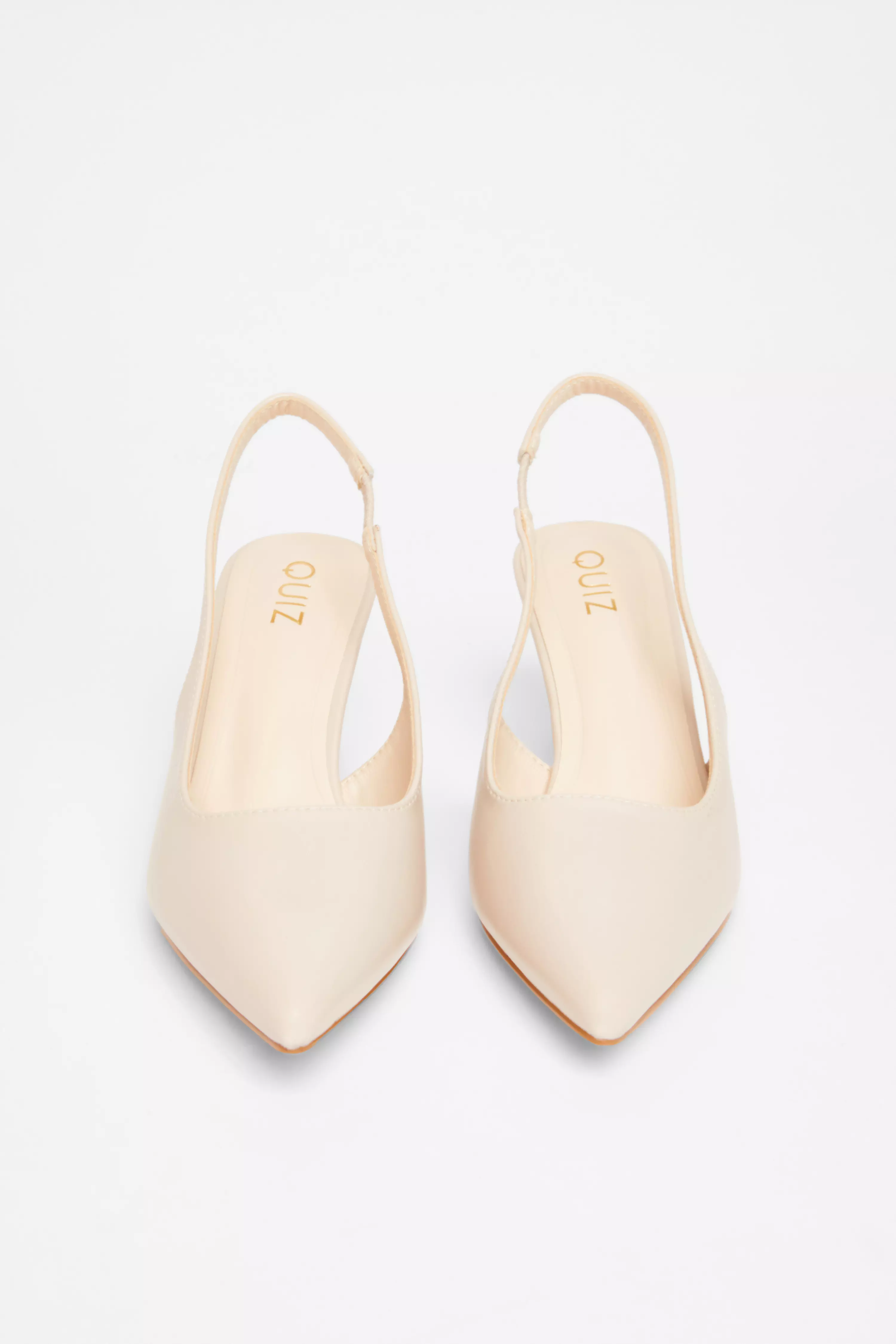 Nude Slingback Low Court Heels