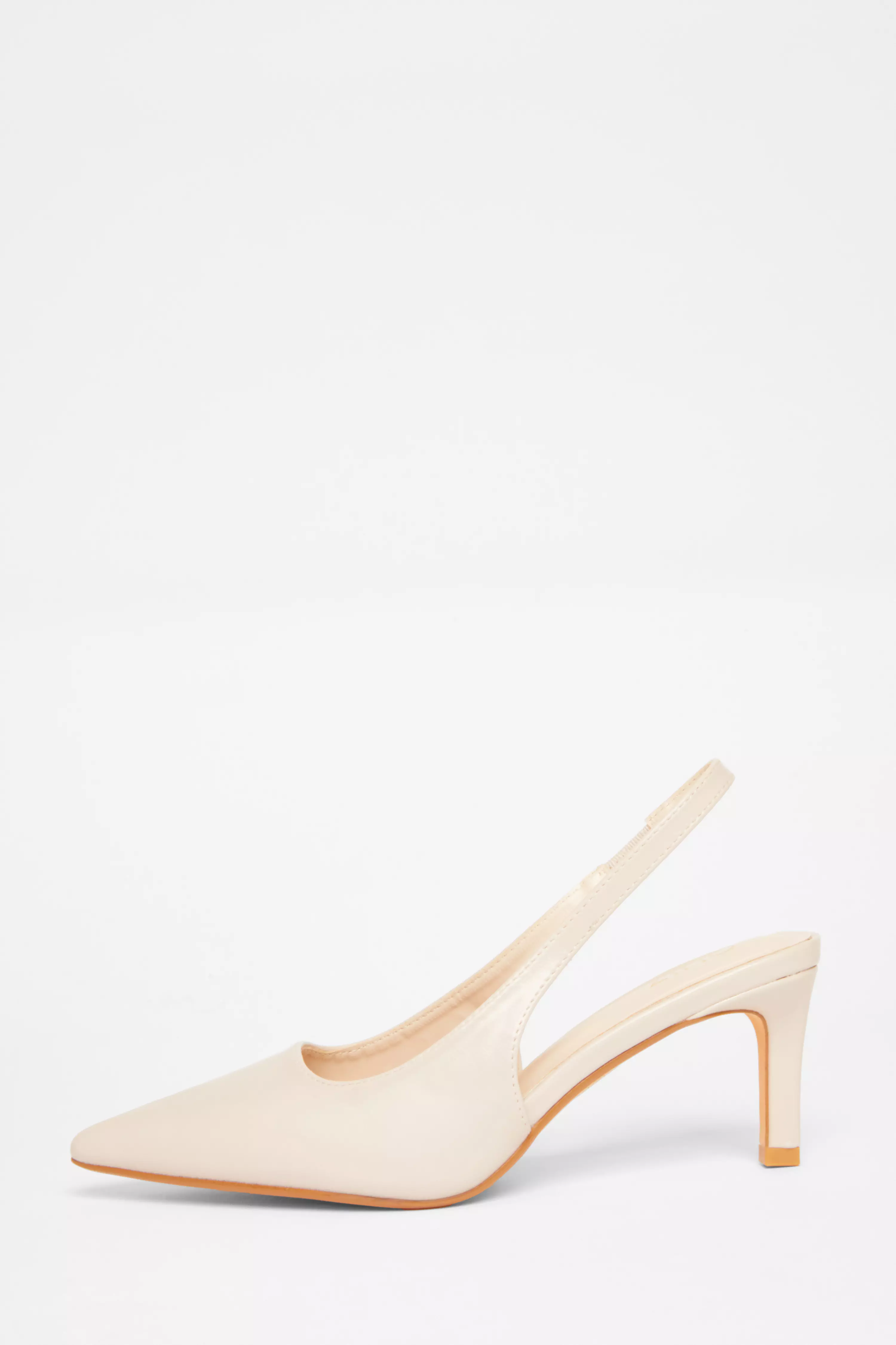 Nude Slingback Low Court Heels