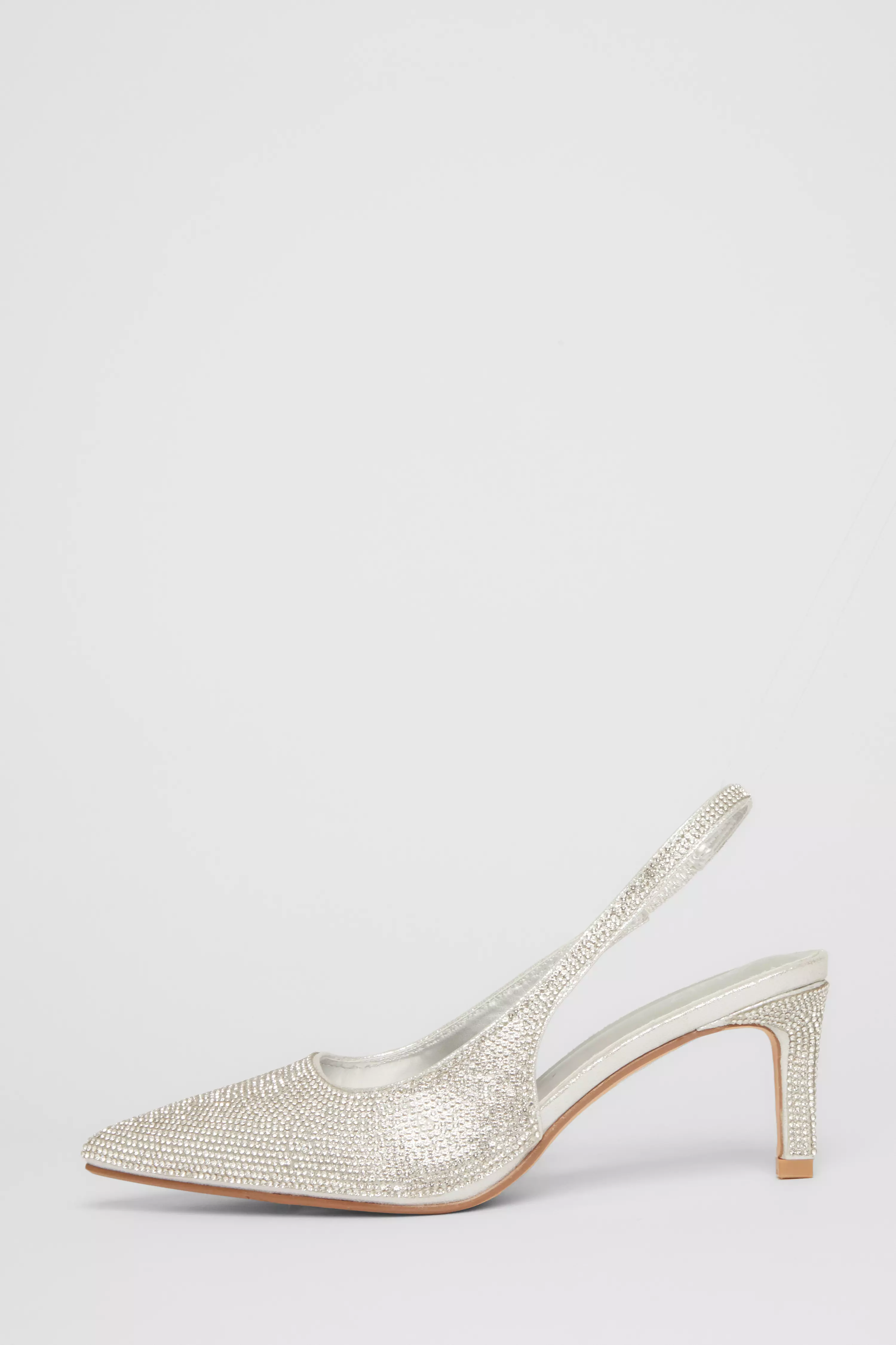 Silver Diamante Sling Back Heels