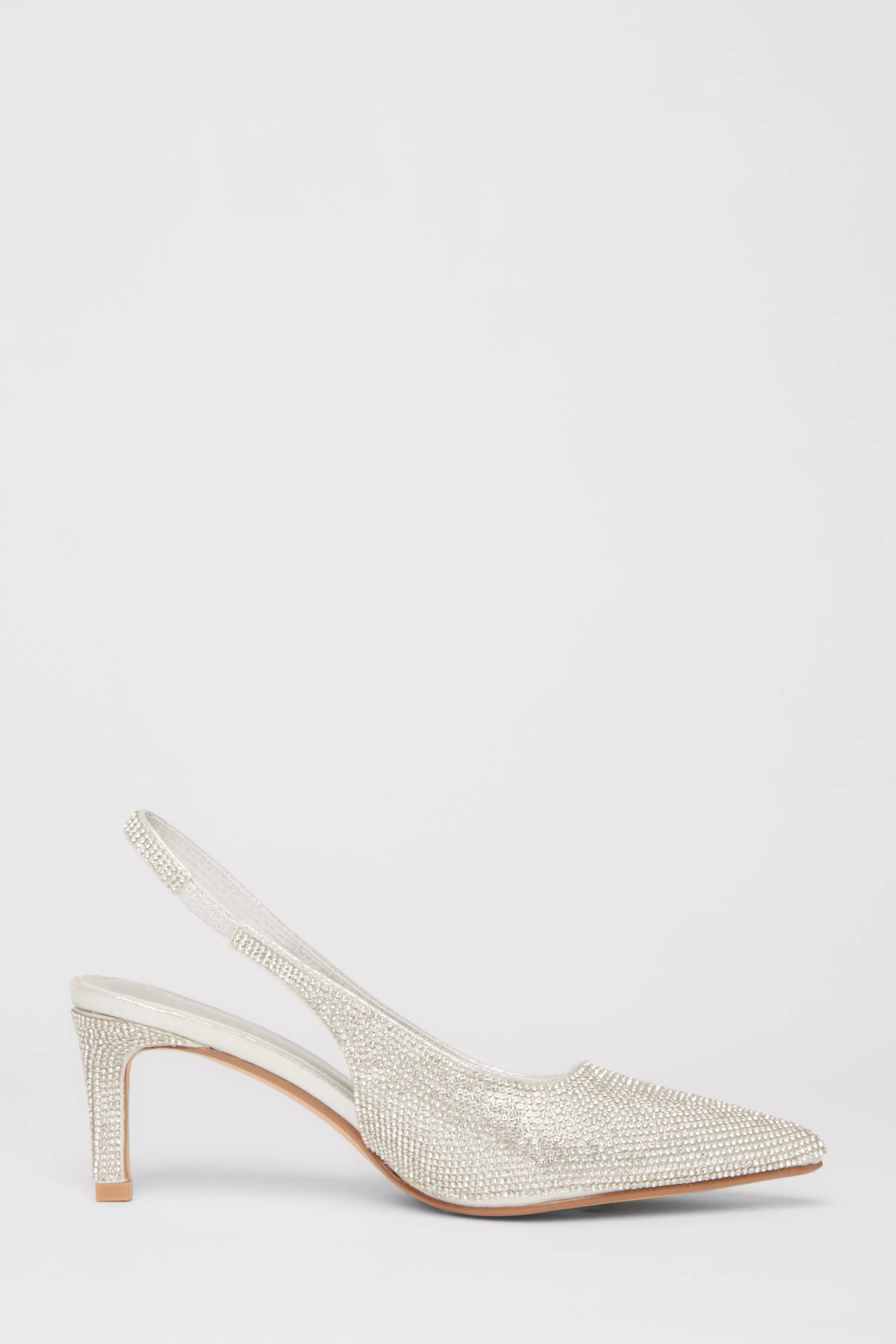 Silver Diamante Sling Back Heels