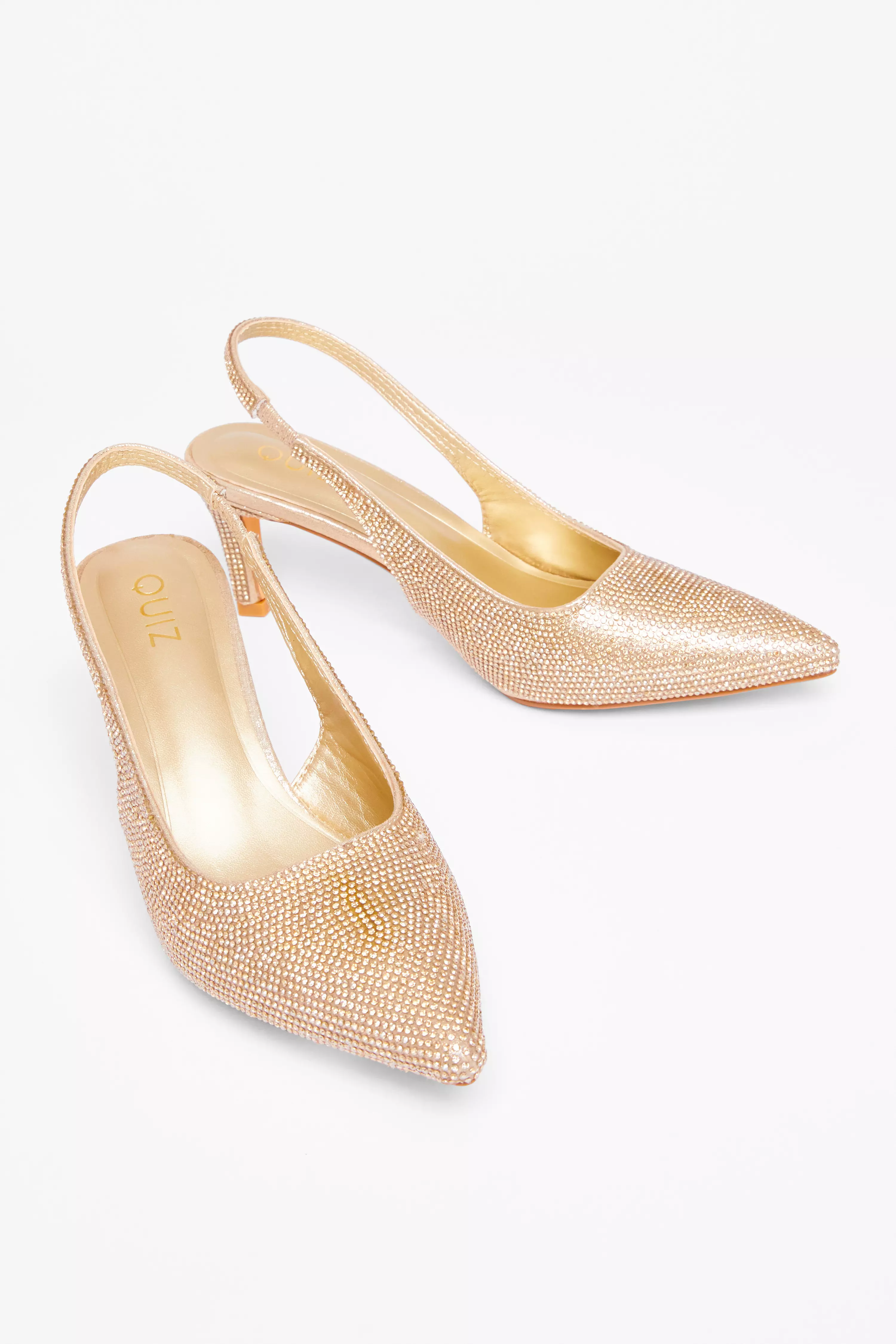 Gold Diamante Sling Back Heels