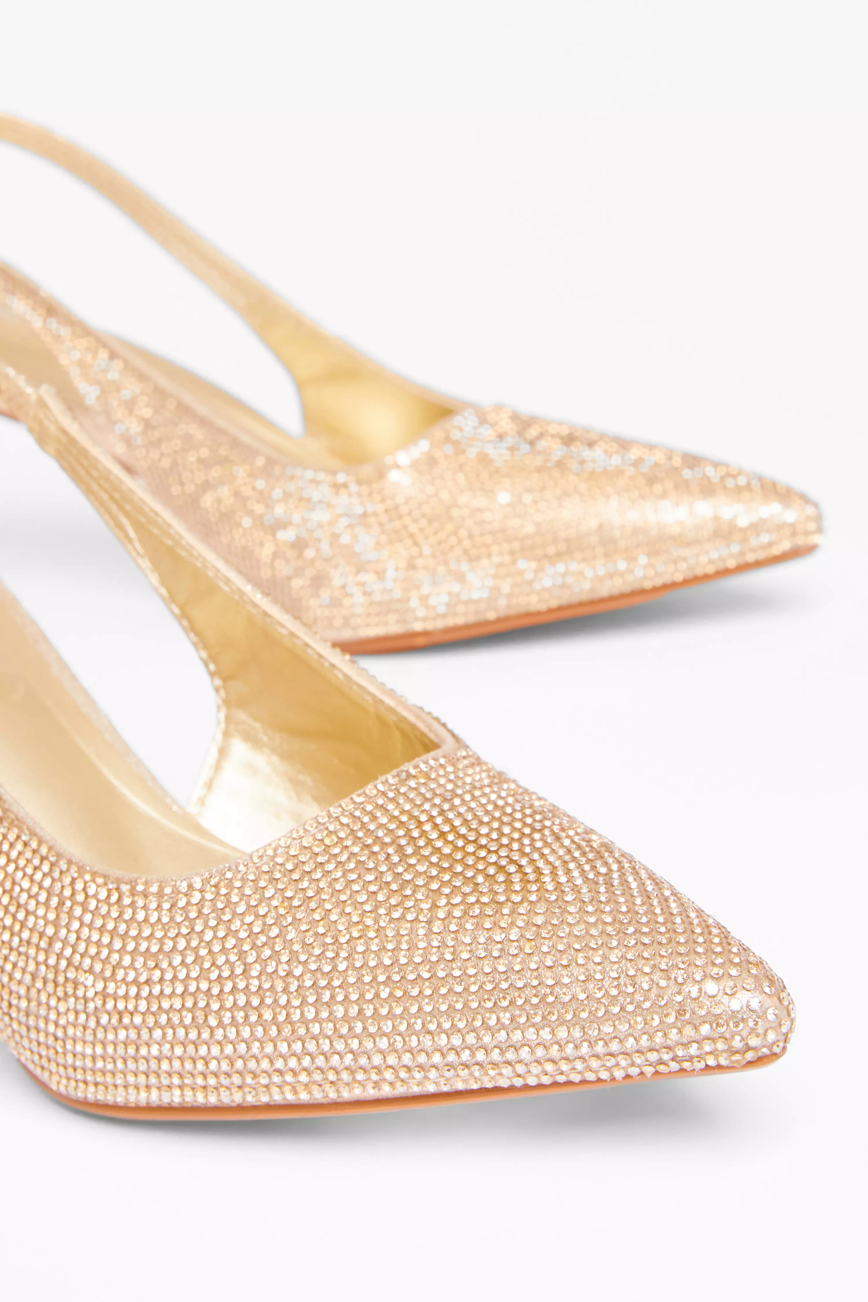 Gold Diamante Sling Back Heels