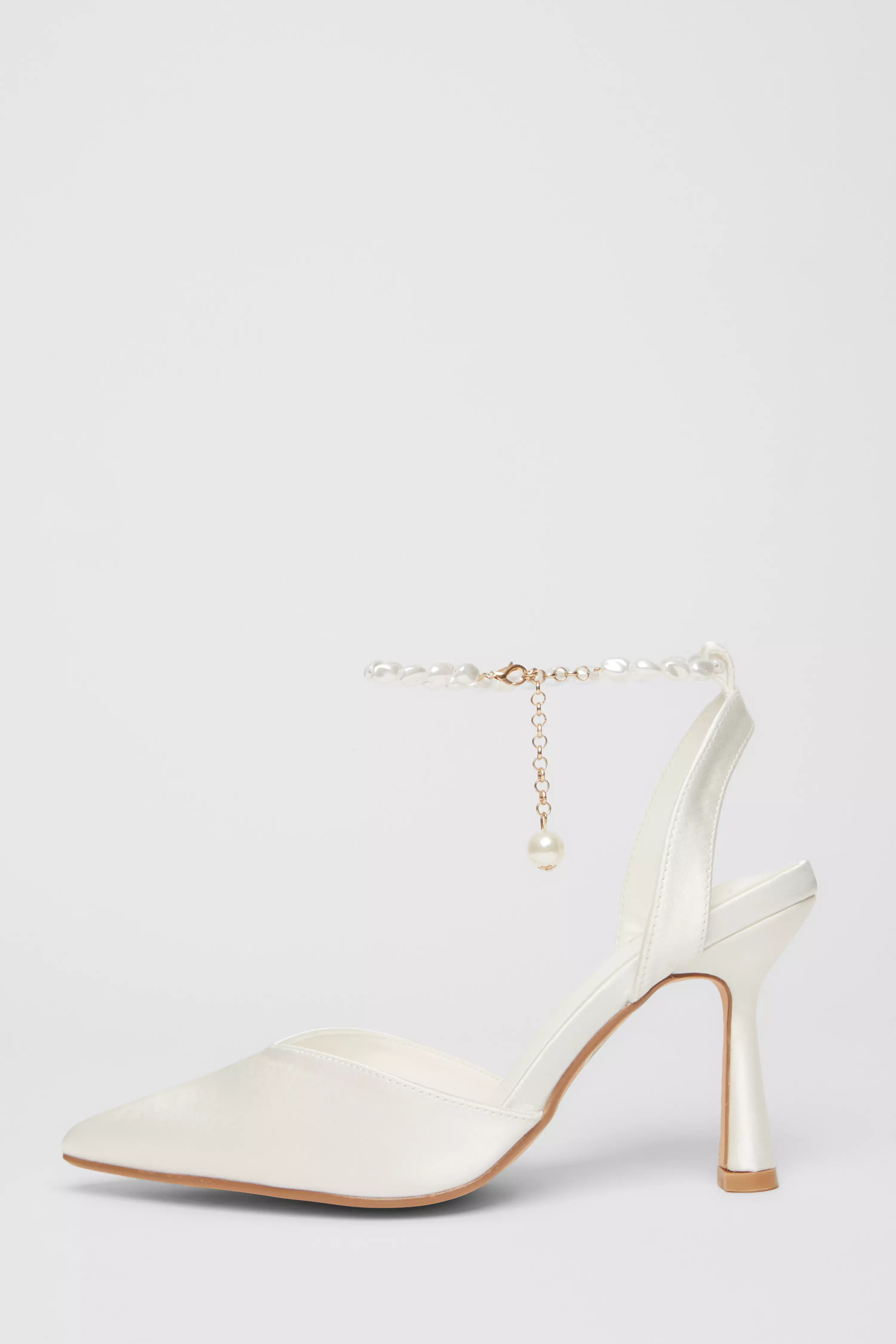 White Bridal Satin Court Heels