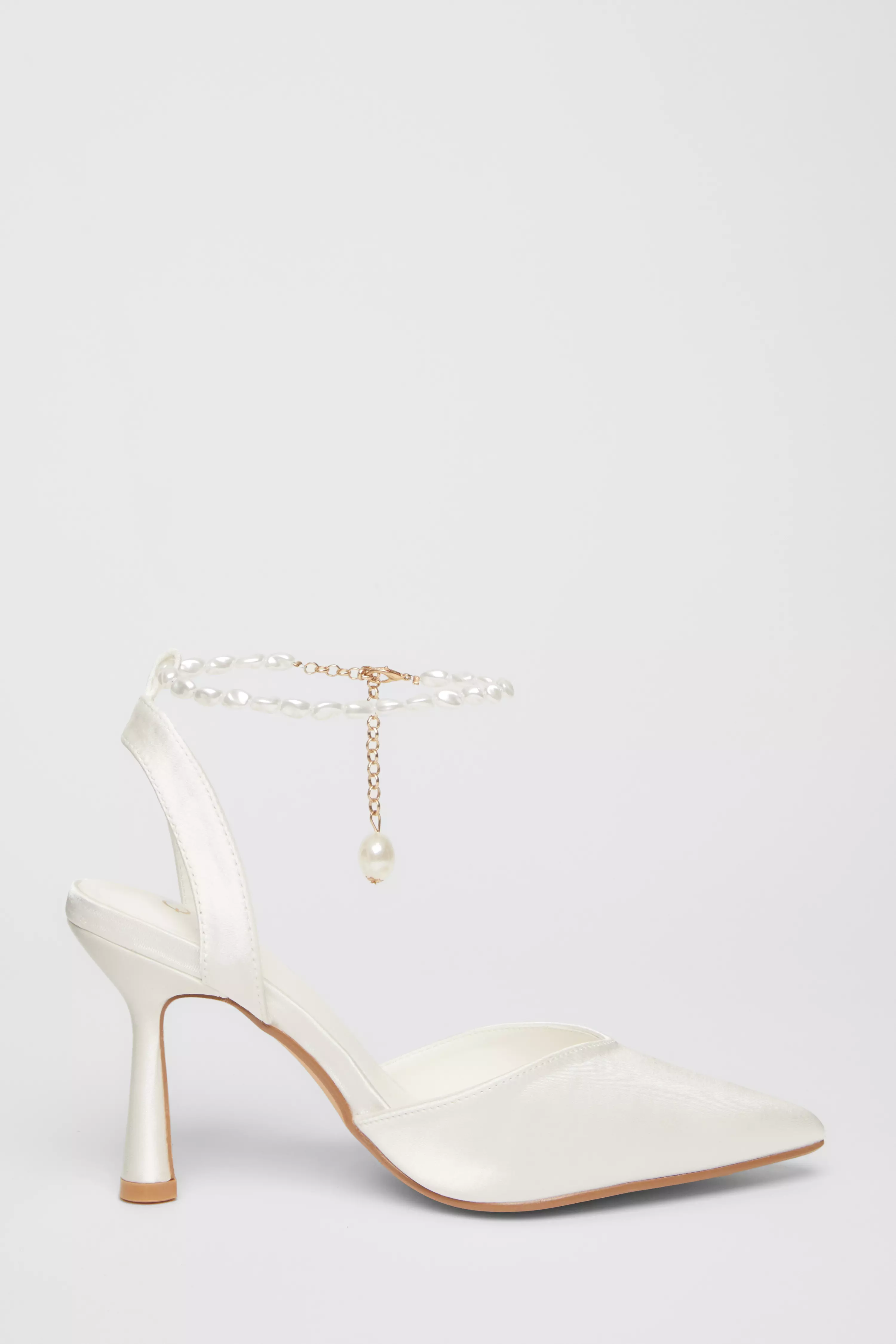 White Bridal Satin Court Heels