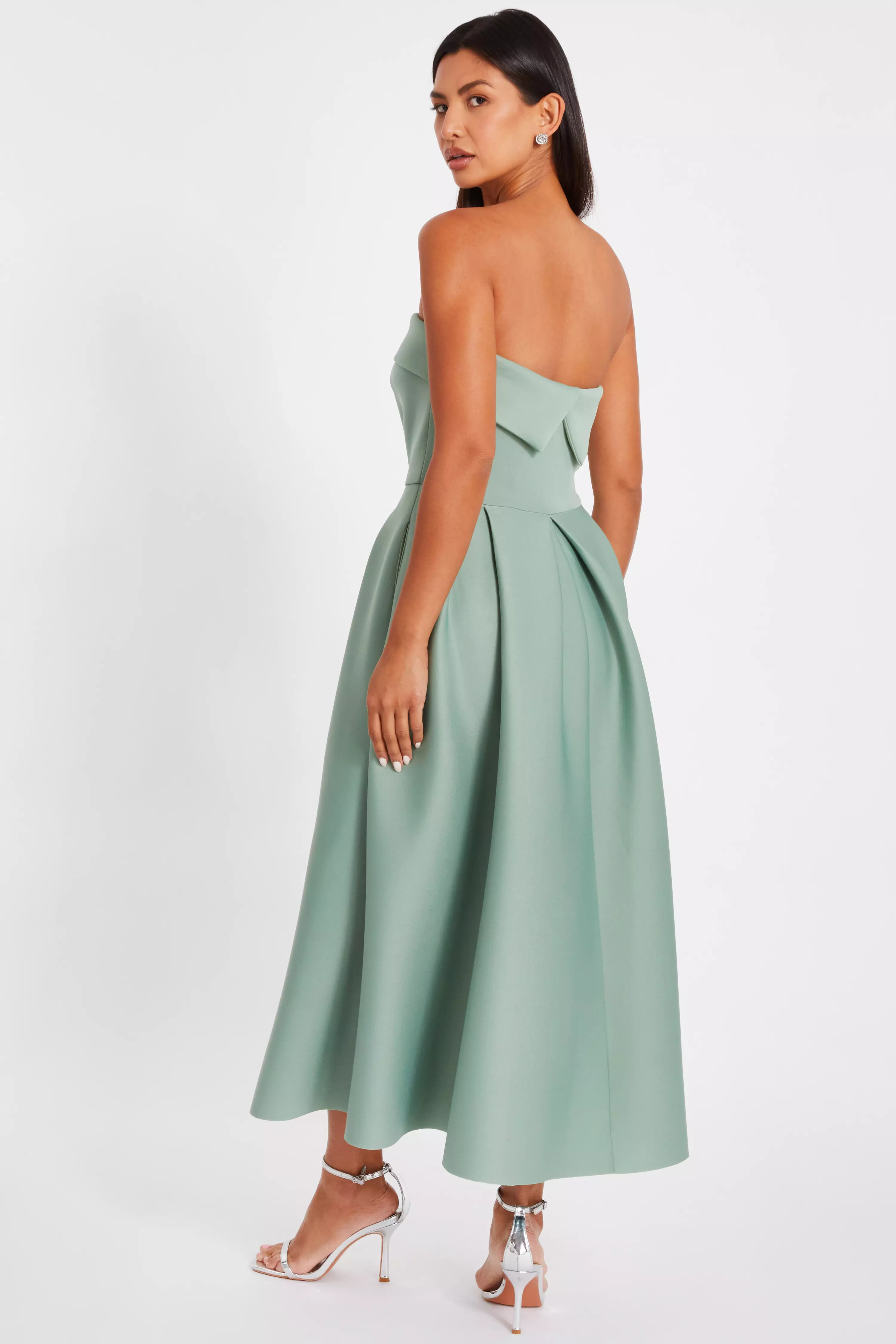 Light Green Bandeau Skater Dress