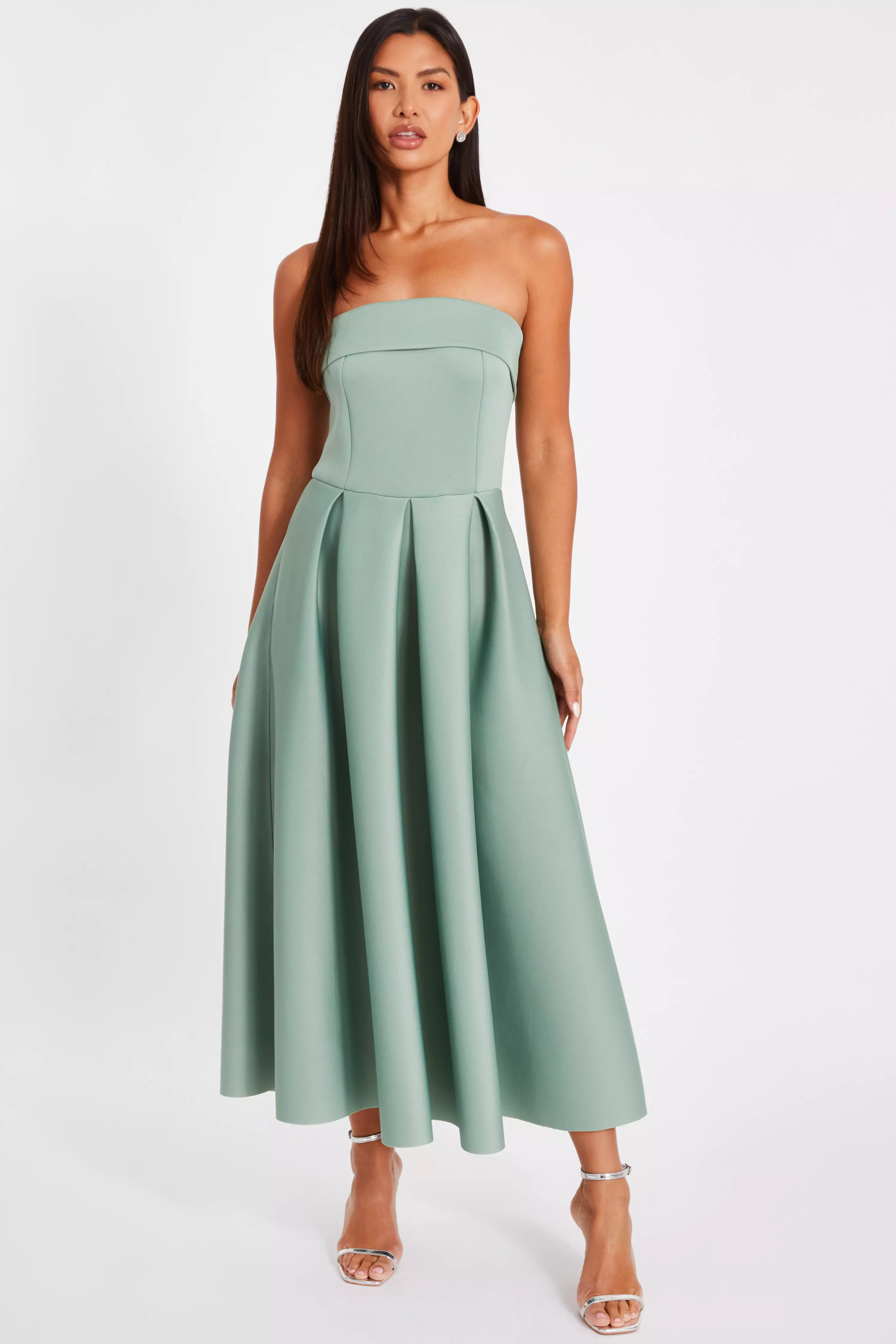 Light Green Bandeau Skater Dress