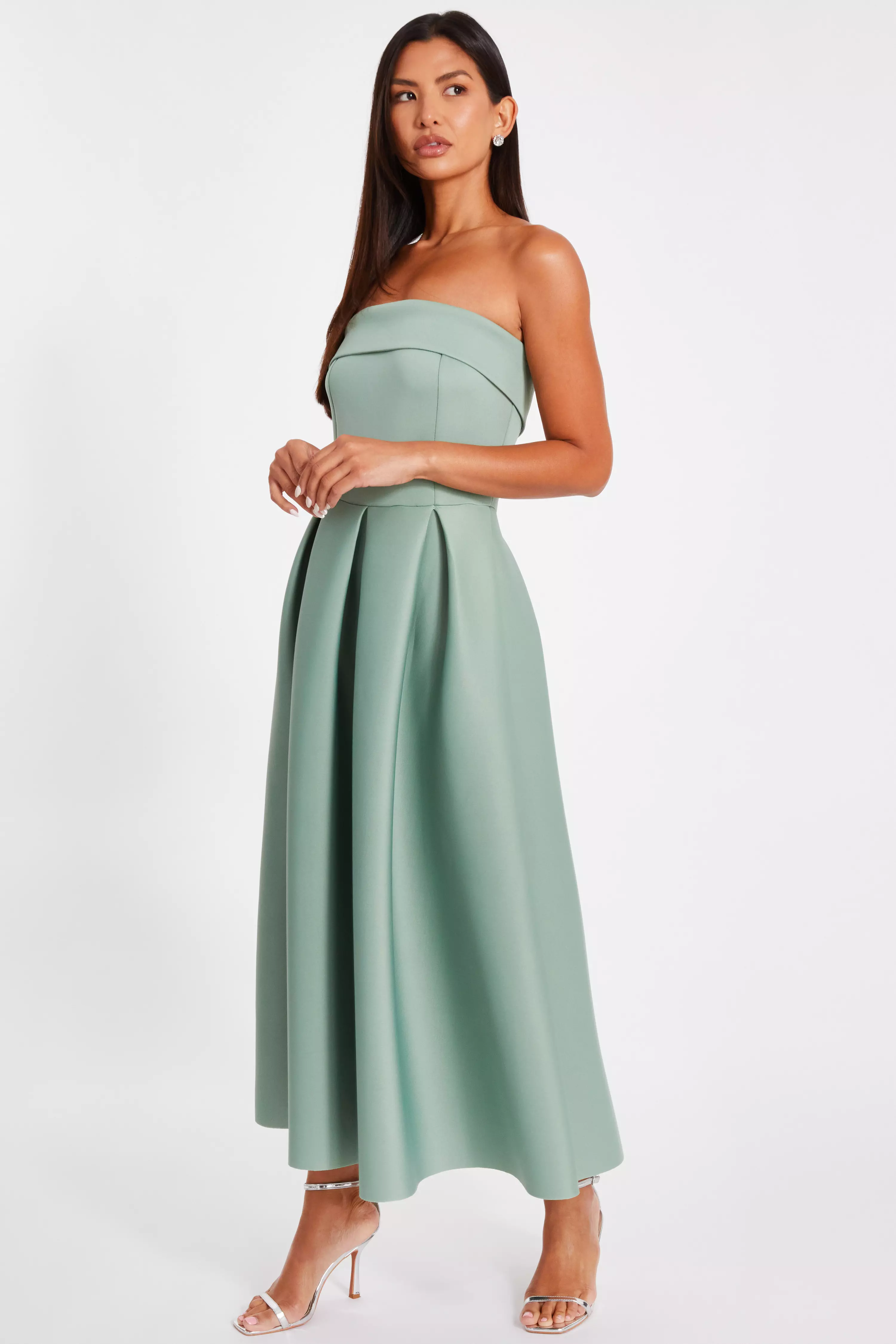 Light Green Bandeau Skater Dress