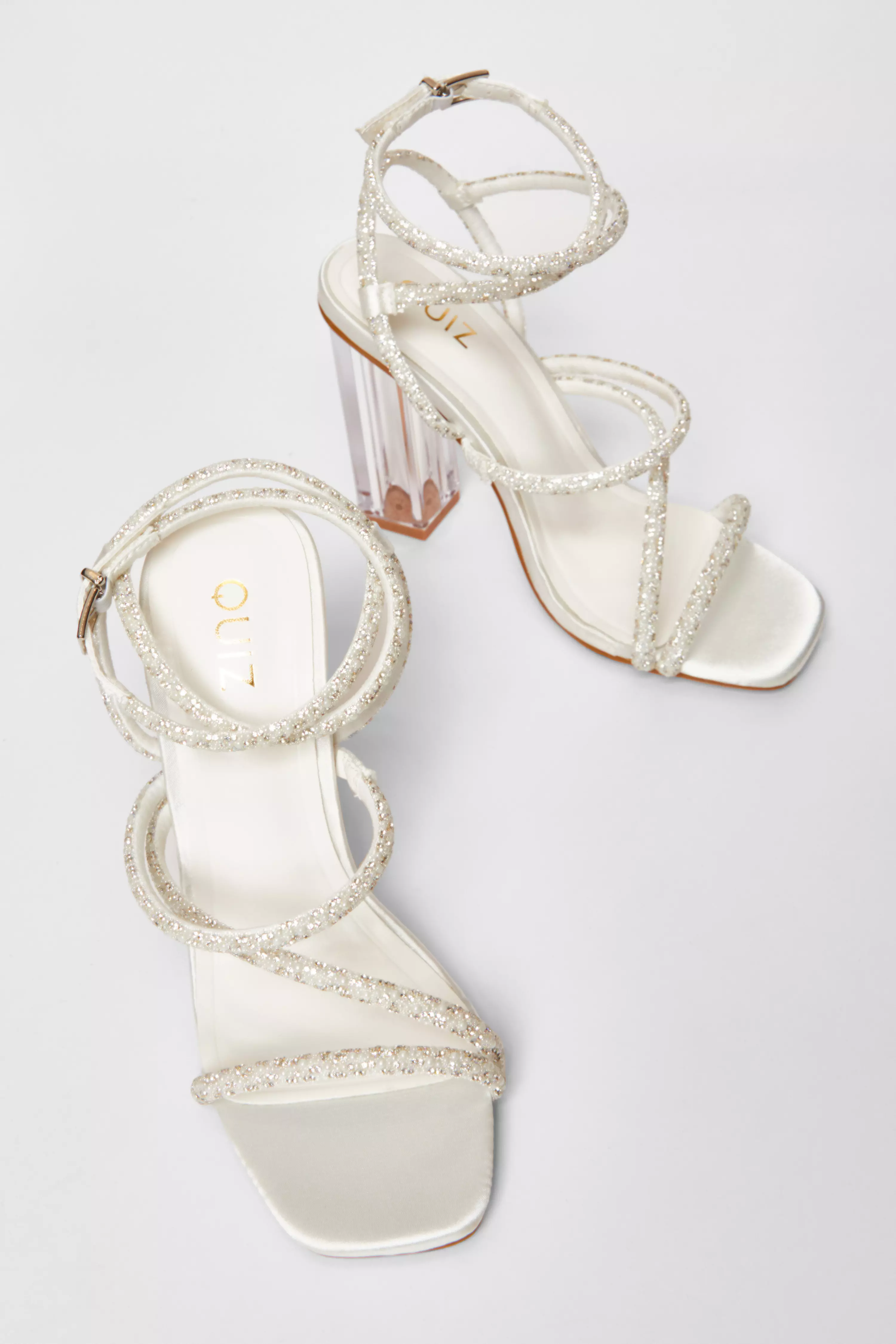 White Bridal Clear Heel Sandal