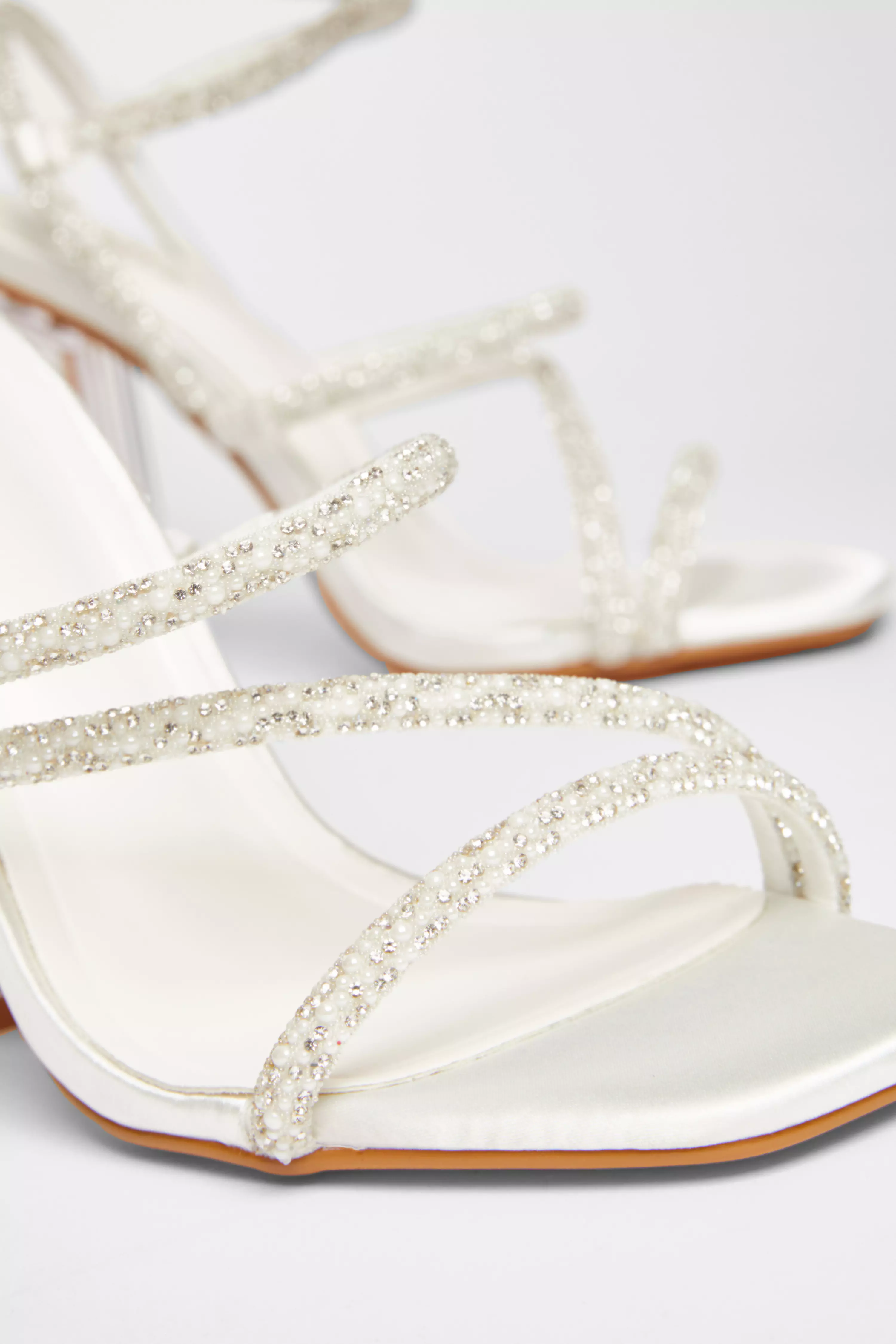 White Bridal Clear Heel Sandal