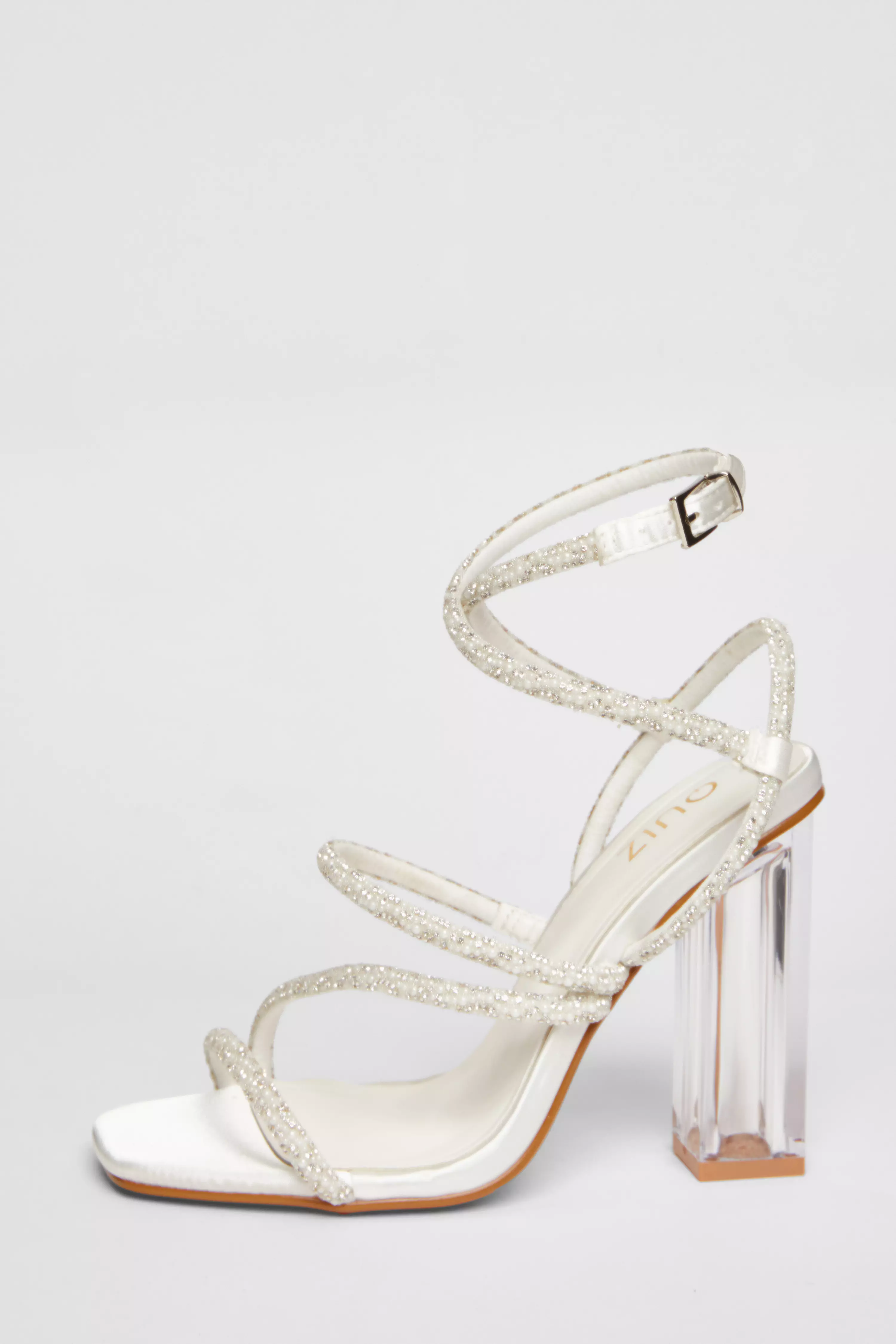 White Bridal Clear Heel Sandal