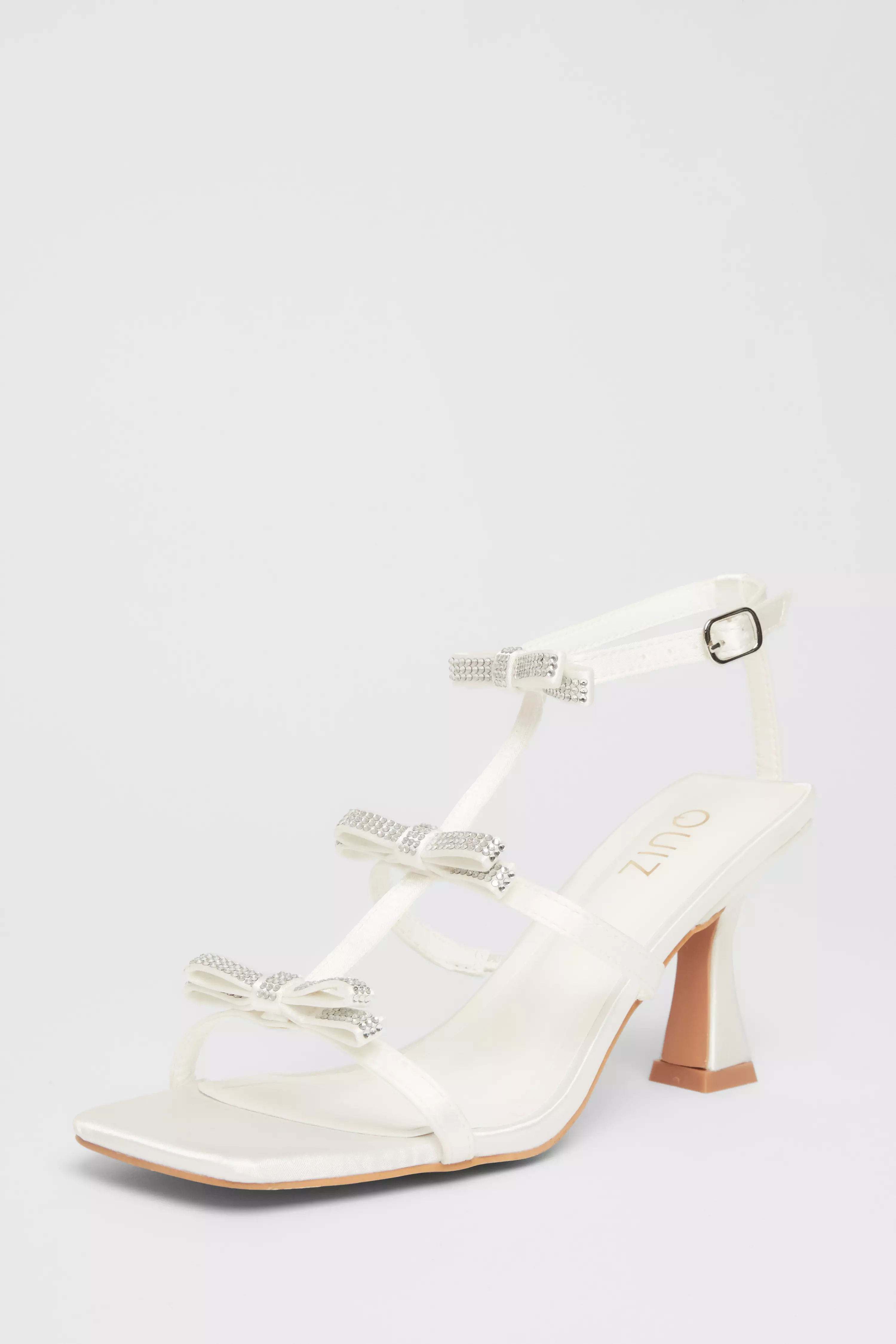 Bridal White Diamante Bow Heels